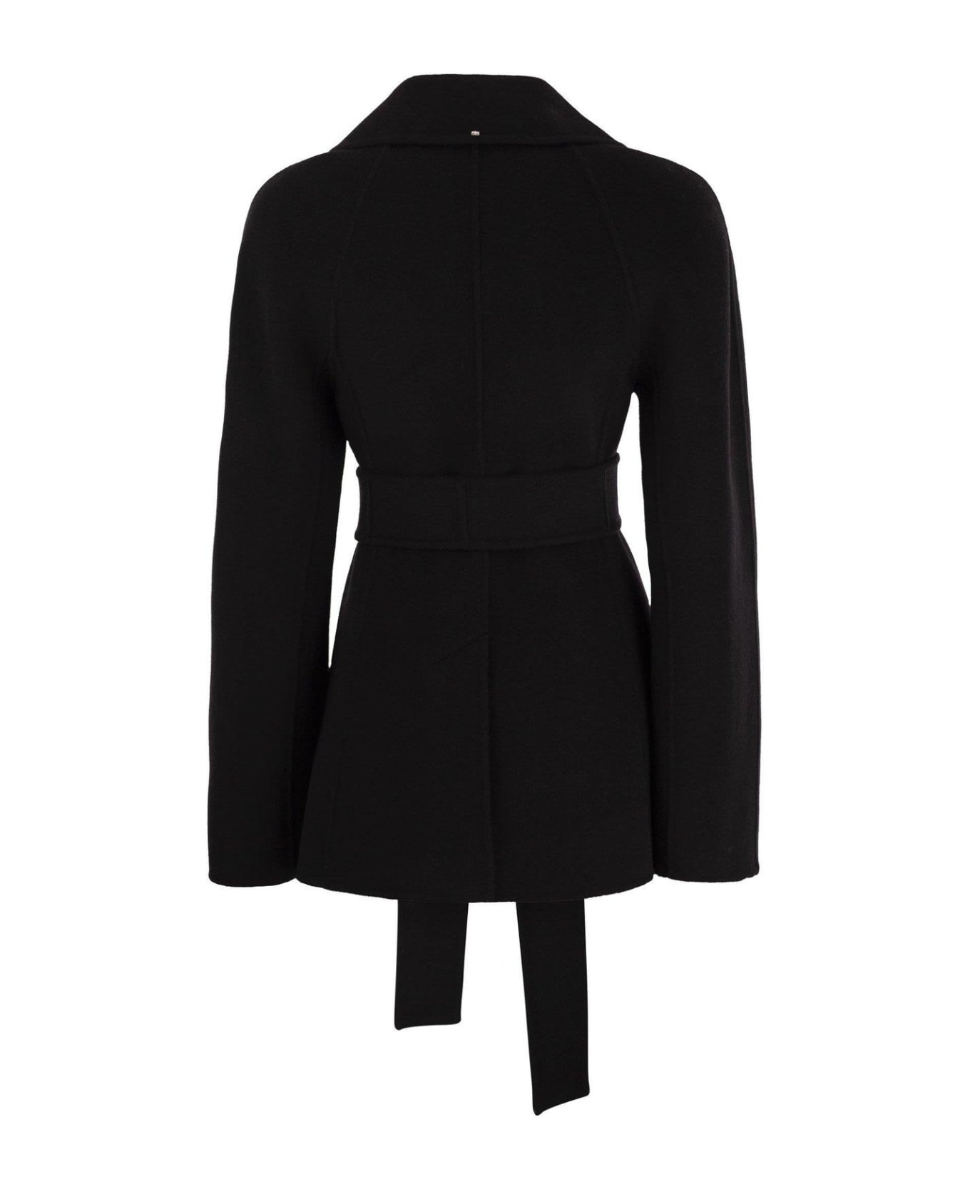 SportMax Double-breasted Belted Coat - Nero