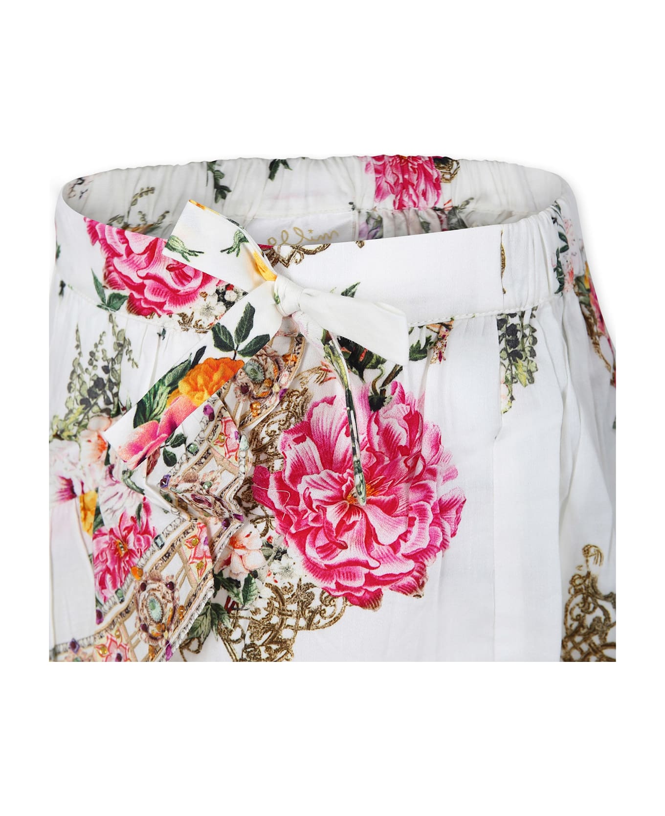 Camilla Ivory Skirt For Girl With Floral Print - Ivory