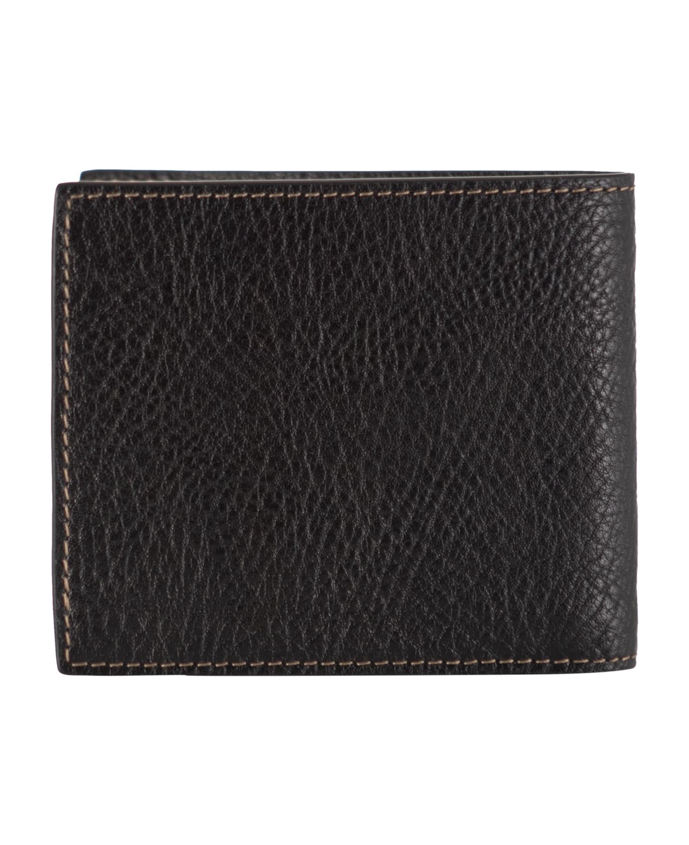 Brunello Cucinelli Leather Wallet With Logo Engraving - Black
