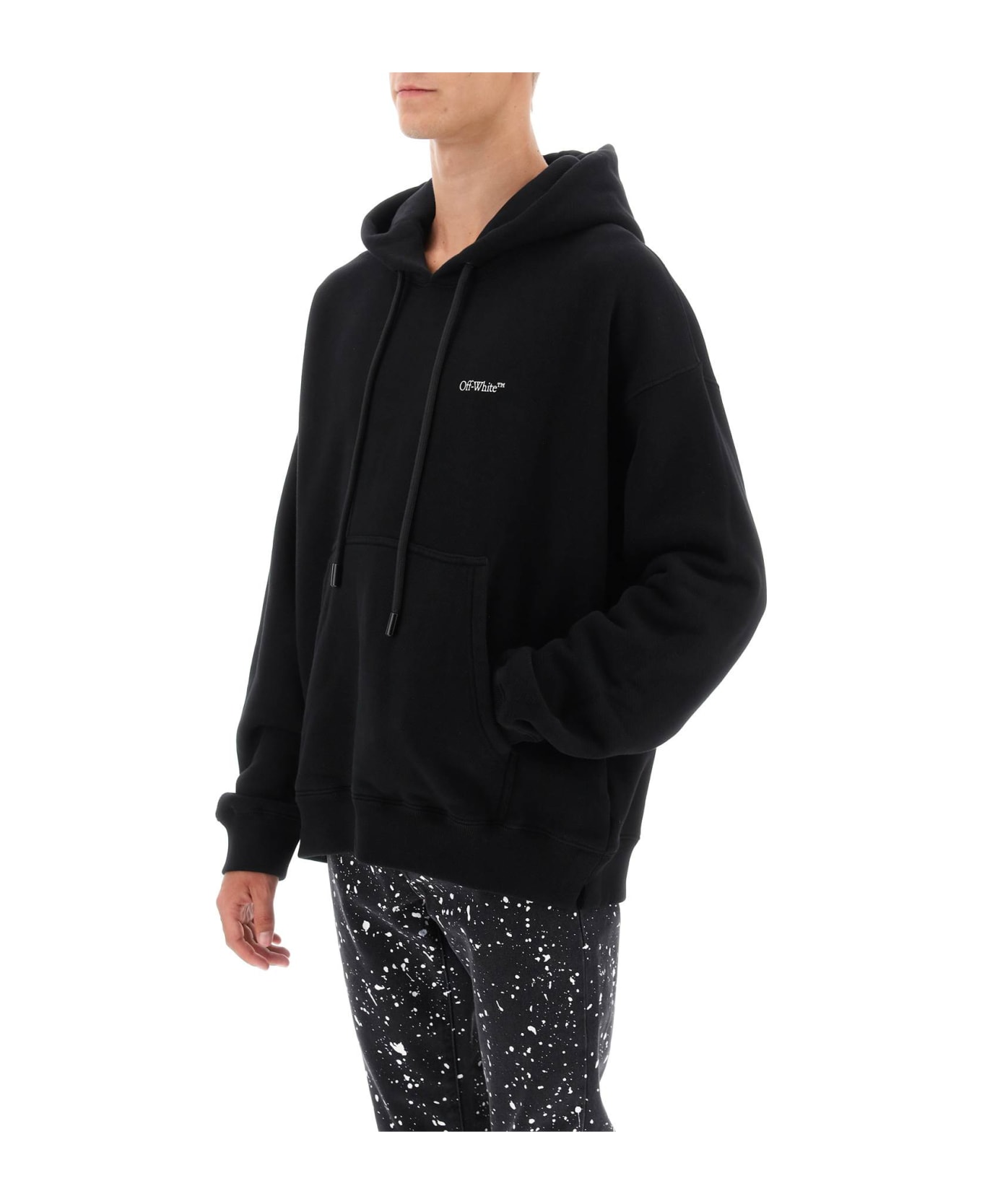Off-White Hoodie With Back Arrow Print - black