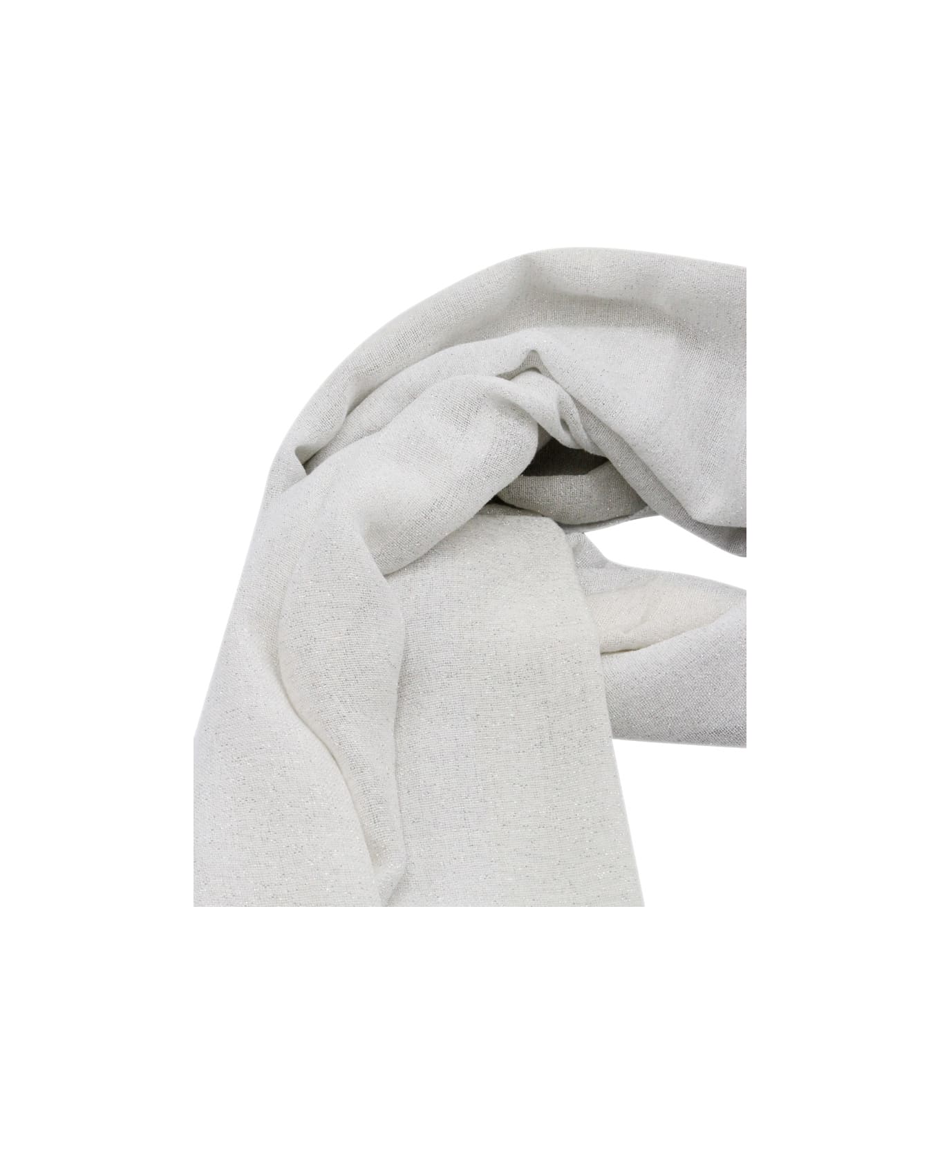 Fabiana Filippi Cotton Blend Scarf With Lurex Threads And Fringes - White