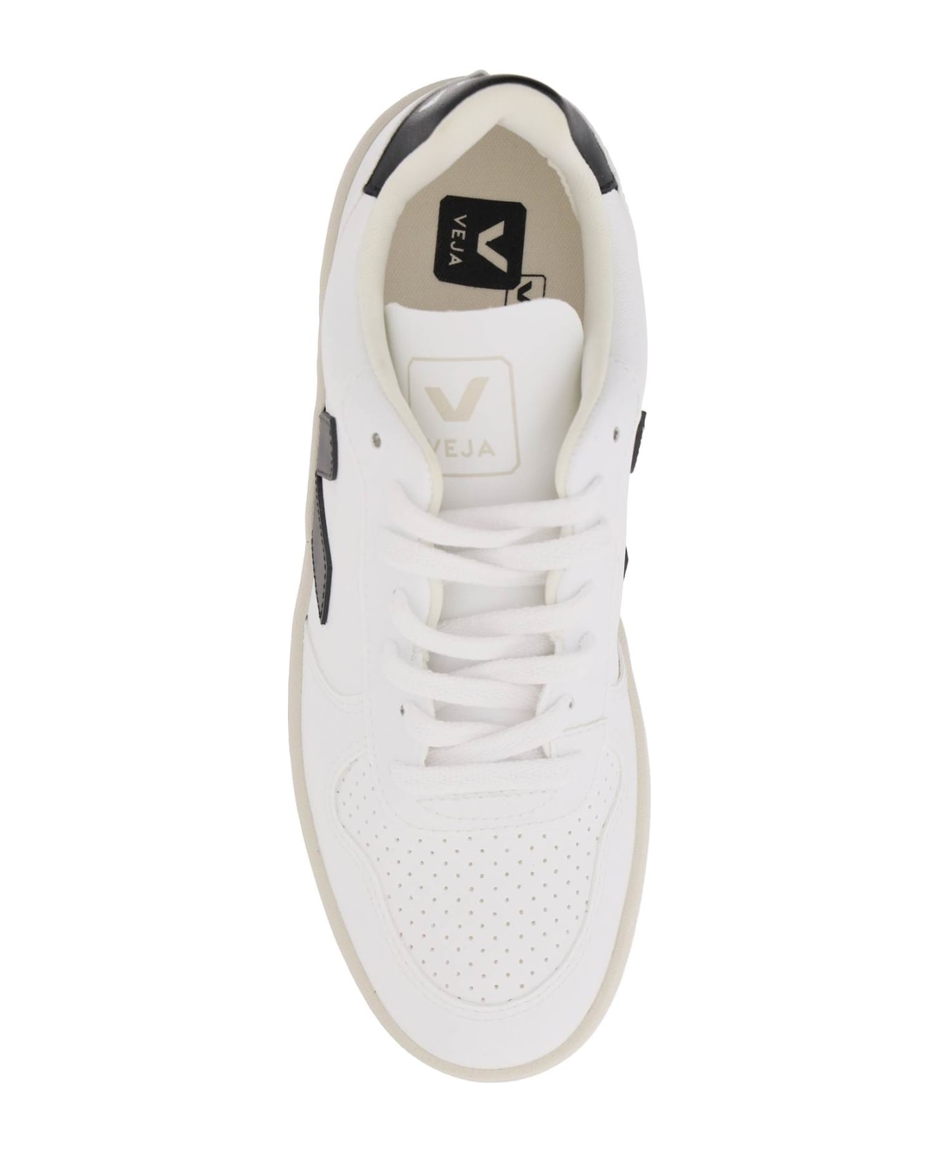 Veja V-10 Leather Sneakers - WHITE BLACK (White)