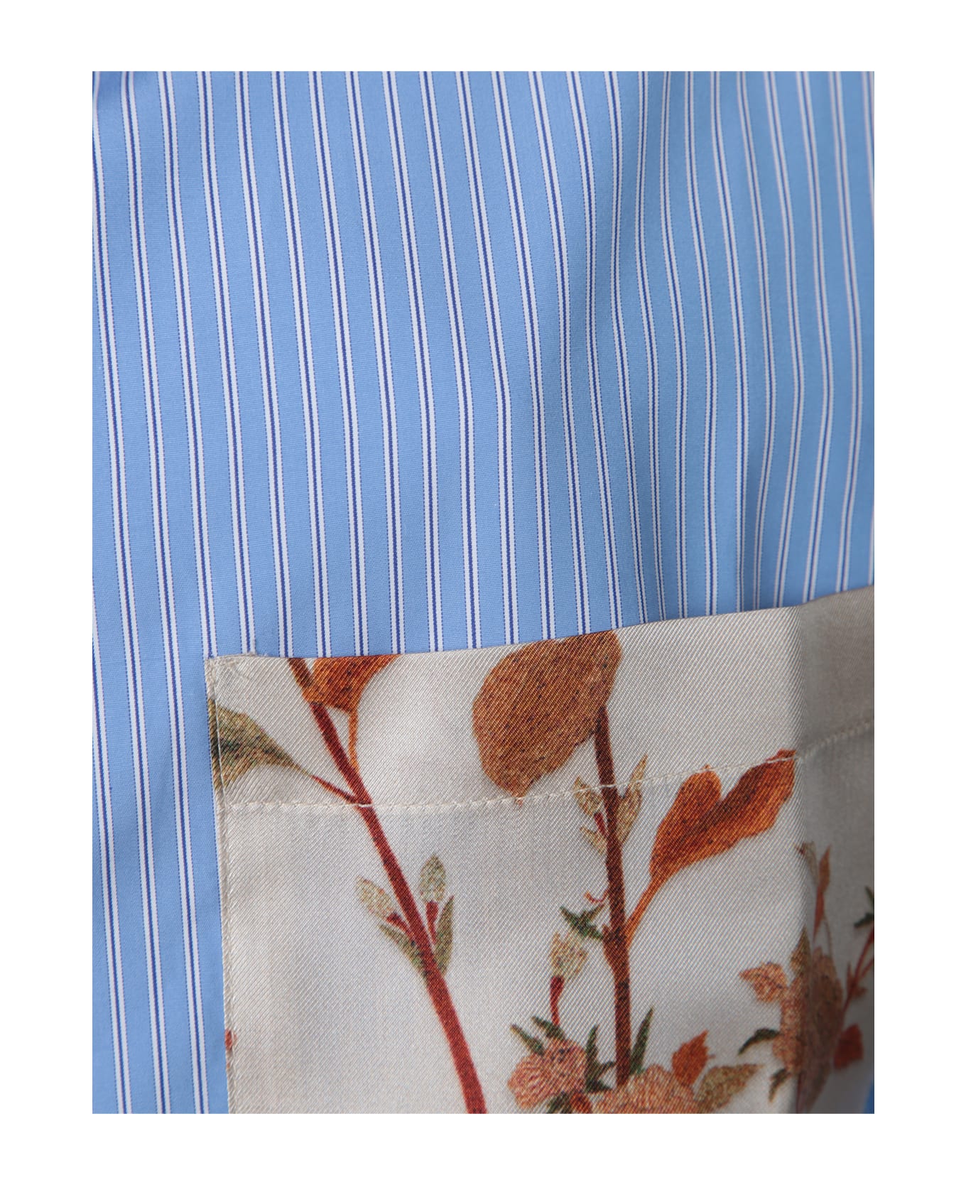 Pierre-Louis Mascia Light Blue Striped And Floral Shirt - Blue