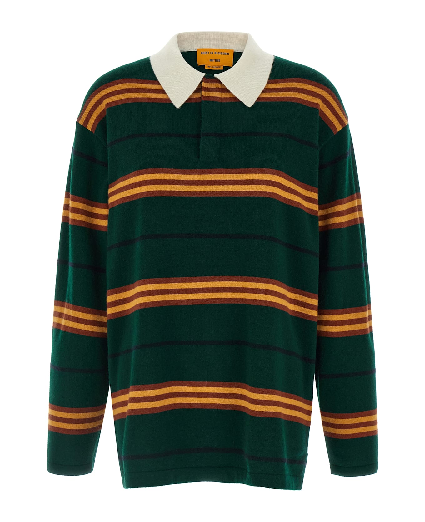 Guest in Residence 
striped Rugby
 Polo Shirt - Green