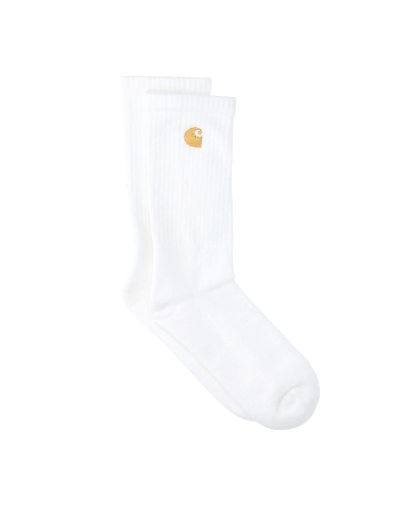 Carhartt Logo Socks - Bianco/oro 靴下