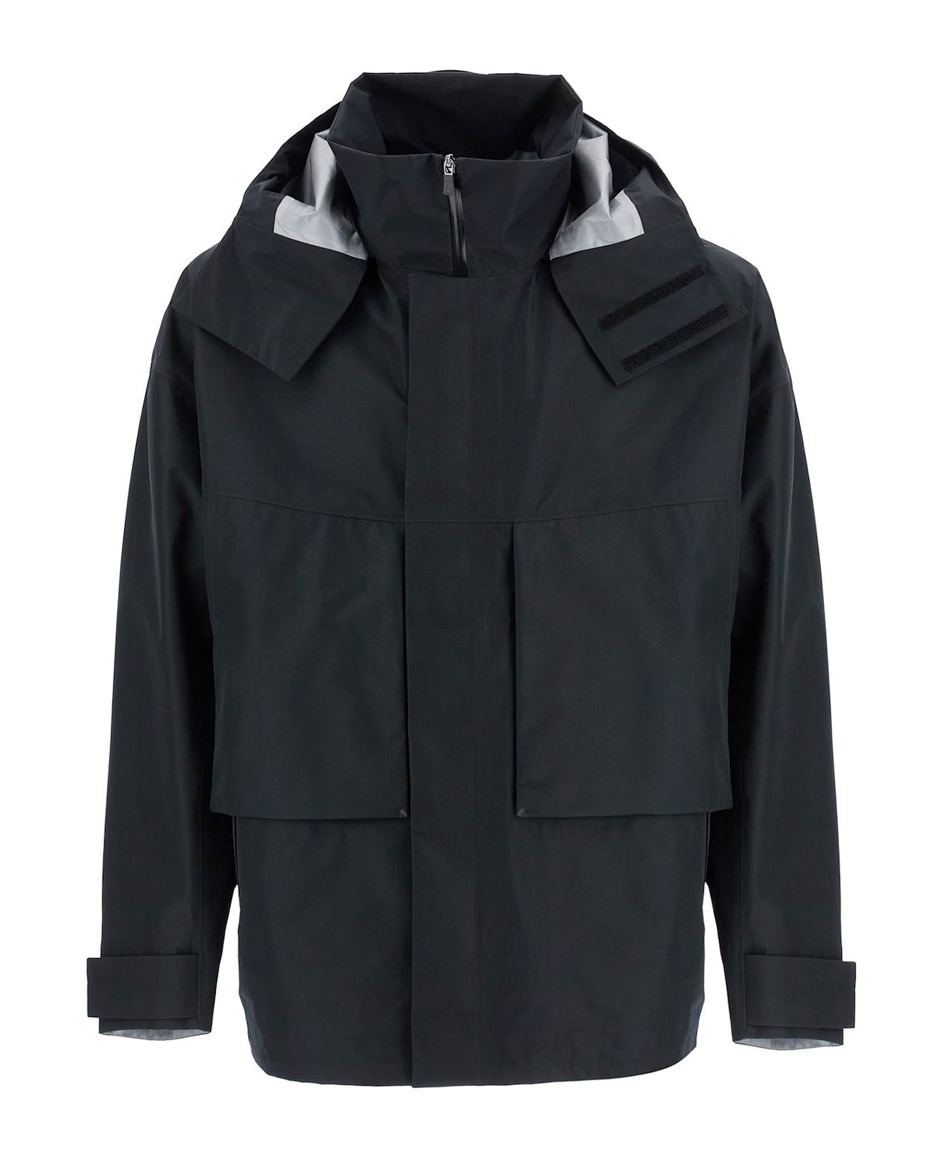 Herno Short Black Waterproof Jacket For Men In Polyester With Hood - Black