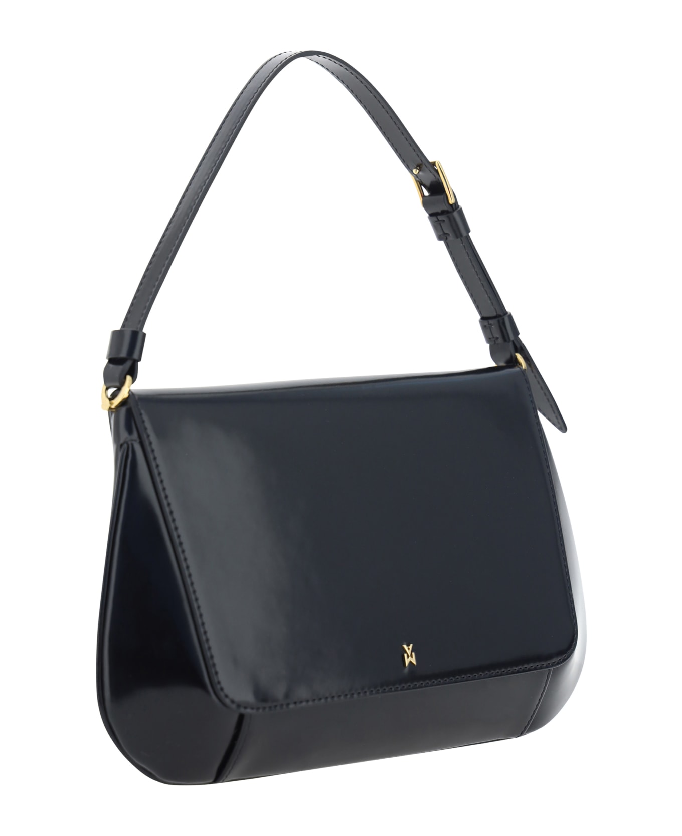 Amina Muaddi Ami Handbag - Spazzolato Black + Gold Hardware