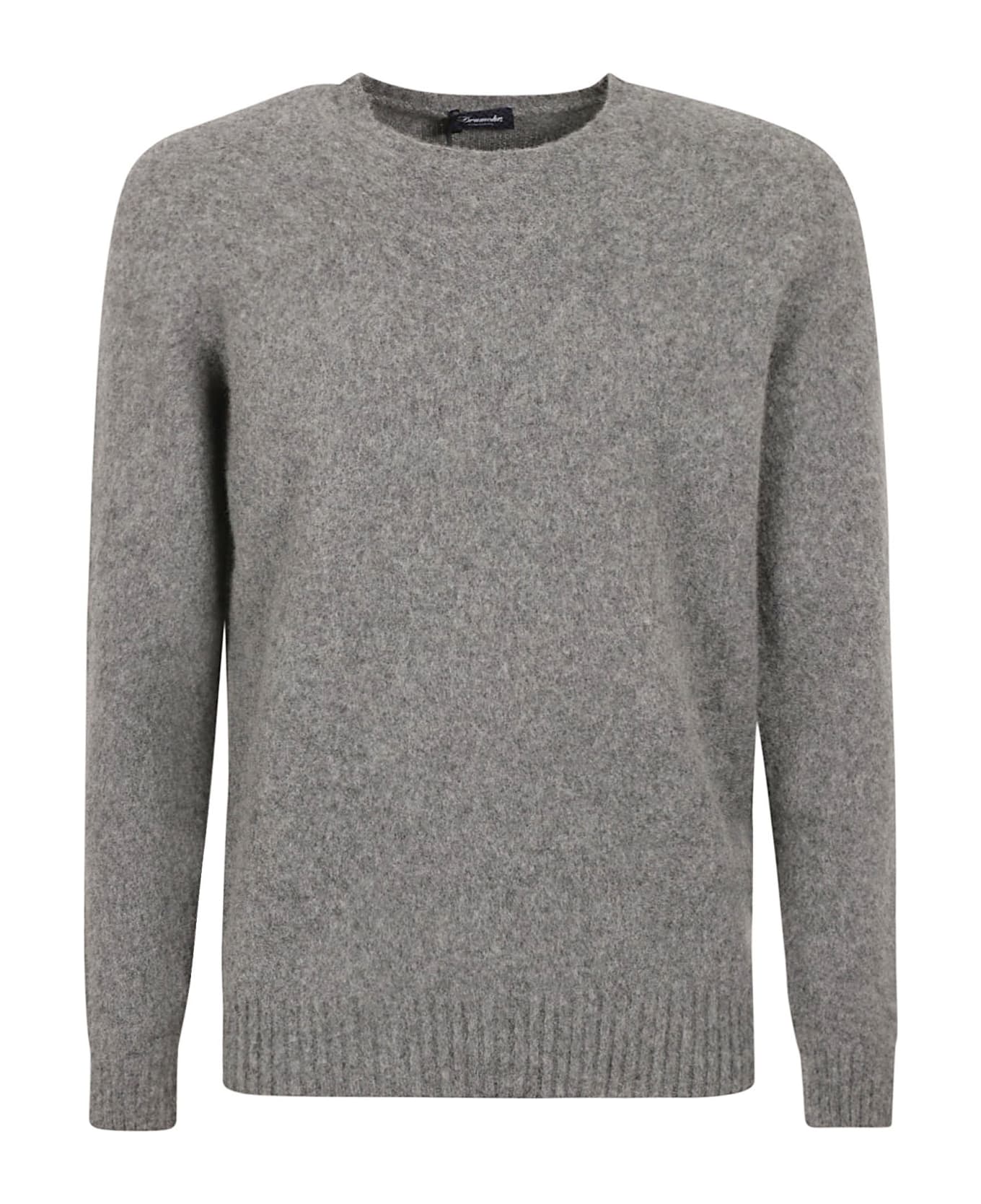 Drumohr Rib Trim Plain Crewneck Sweater - Grey Mélange ニットウェア