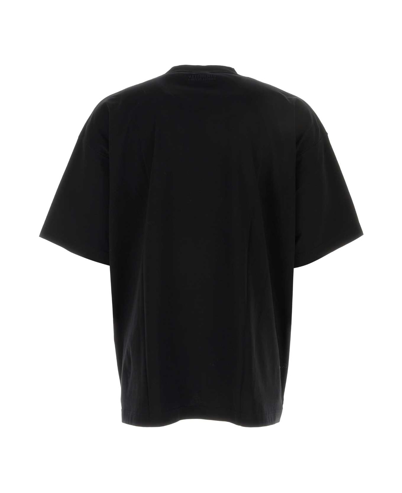 VETEMENTS Black Stretch Cotton Oversize T-shirt - BLACK Tシャツ