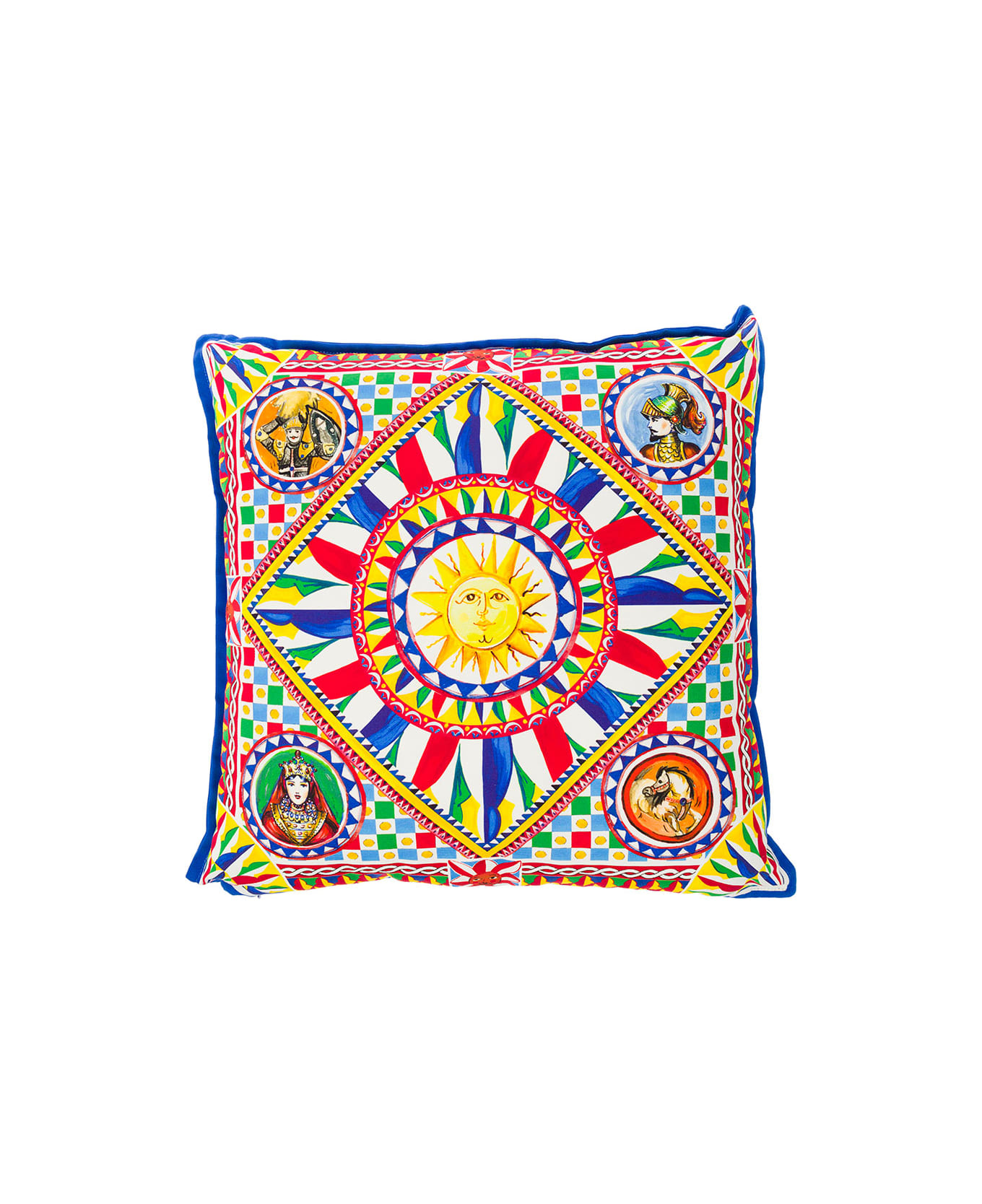 Dolce & Gabbana Multicolor Small Cushion With Carretto Foulard Print In Cotton Dolce & Gabbana - Multicolor