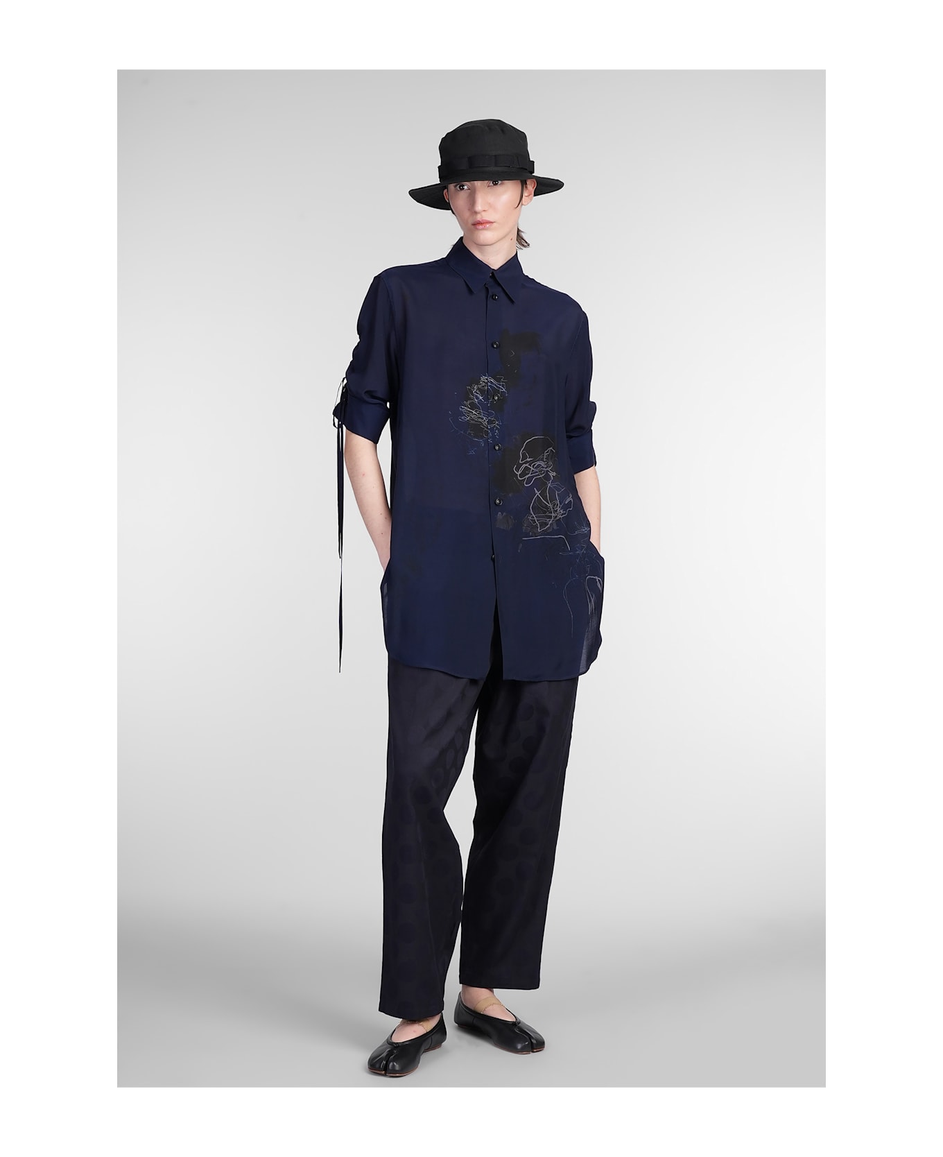 Yohji Yamamoto Shirt In Blue Polyamide Polyester - blue
