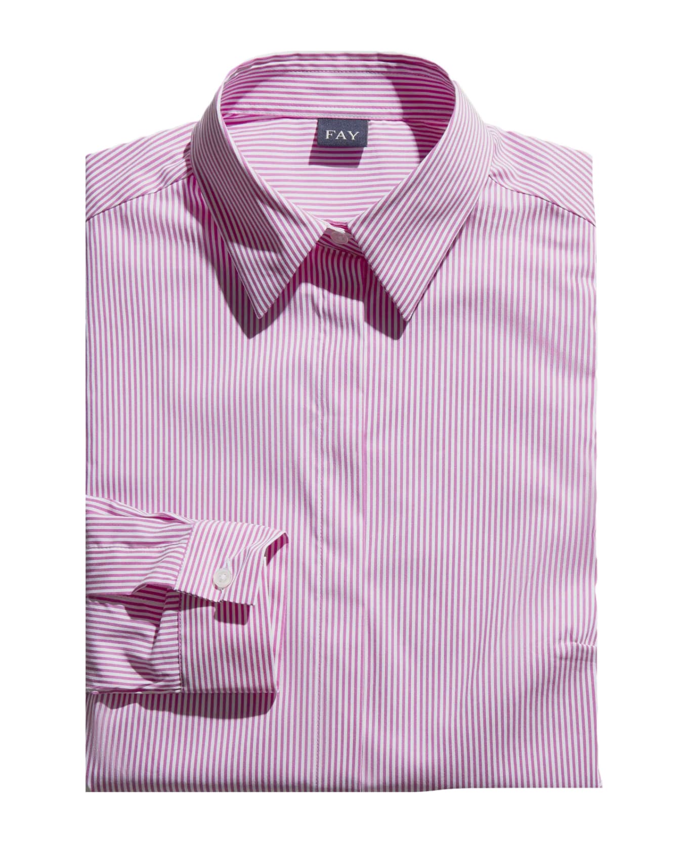 Fay White And Pink Stretch Cotton Shirt - Pink