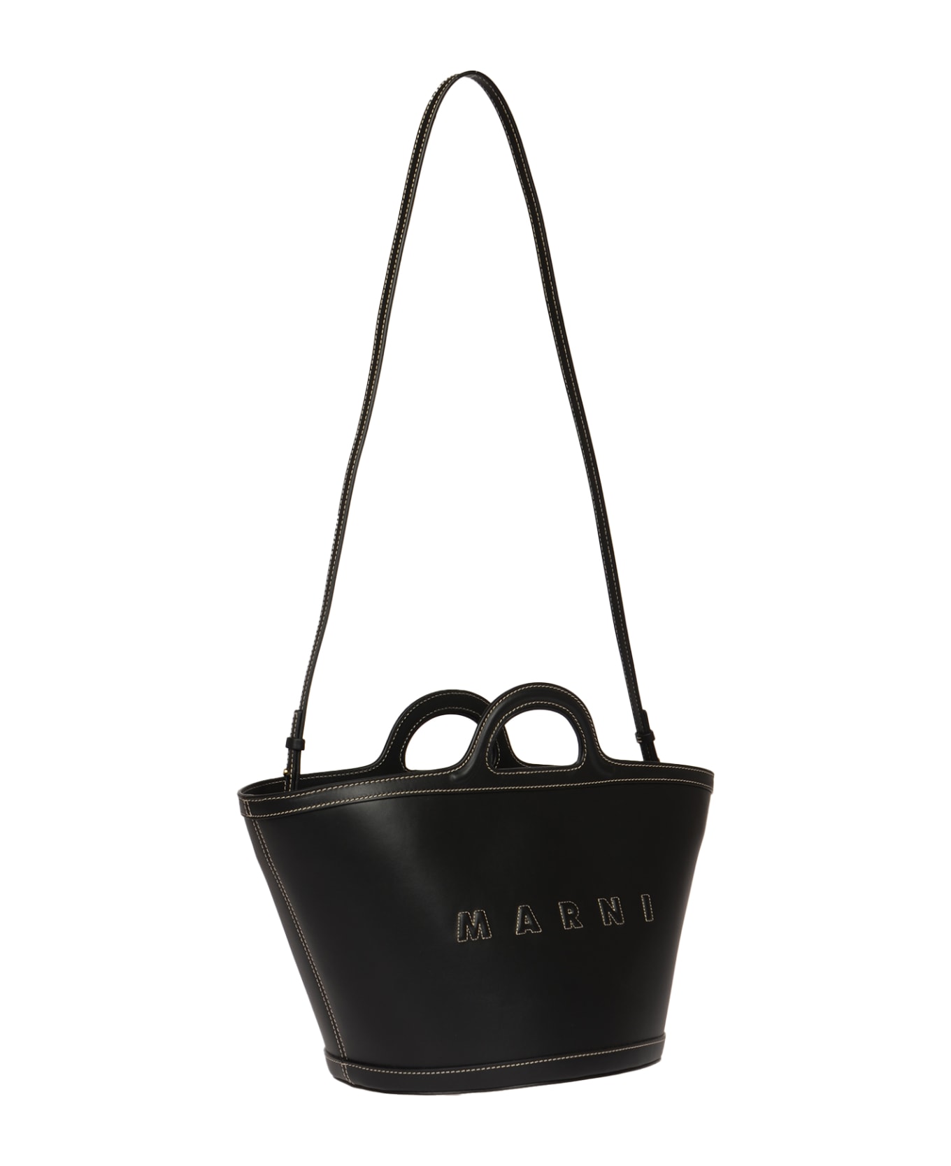 Marni Leather Small Tropicalia Bucket Bag - Black