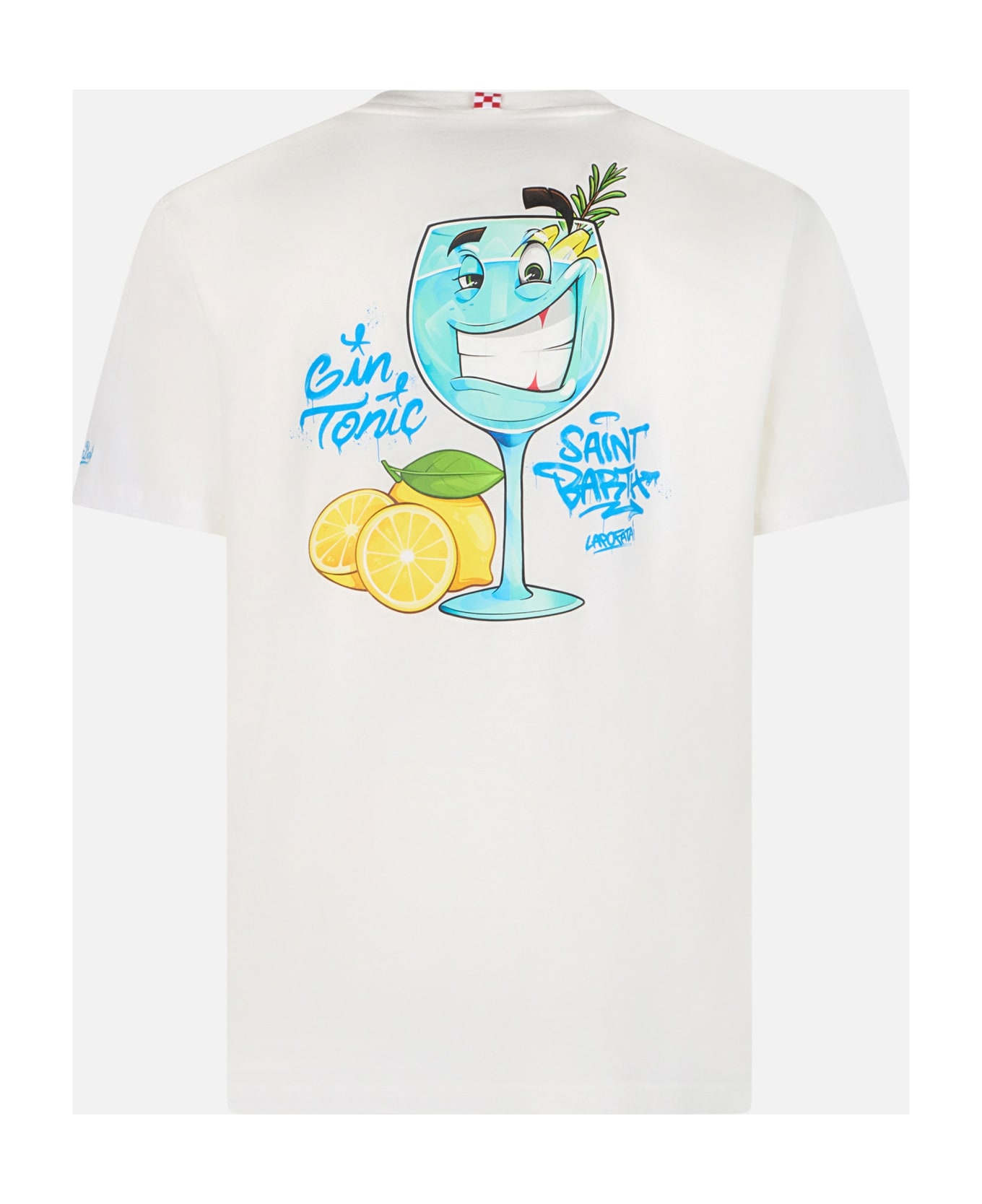 MC2 Saint Barth Man Cotton T-shirt With Cryptopuppets Gin Tonic Front And Back Placed Print | Cryptopuppets Special Edition - WHITE