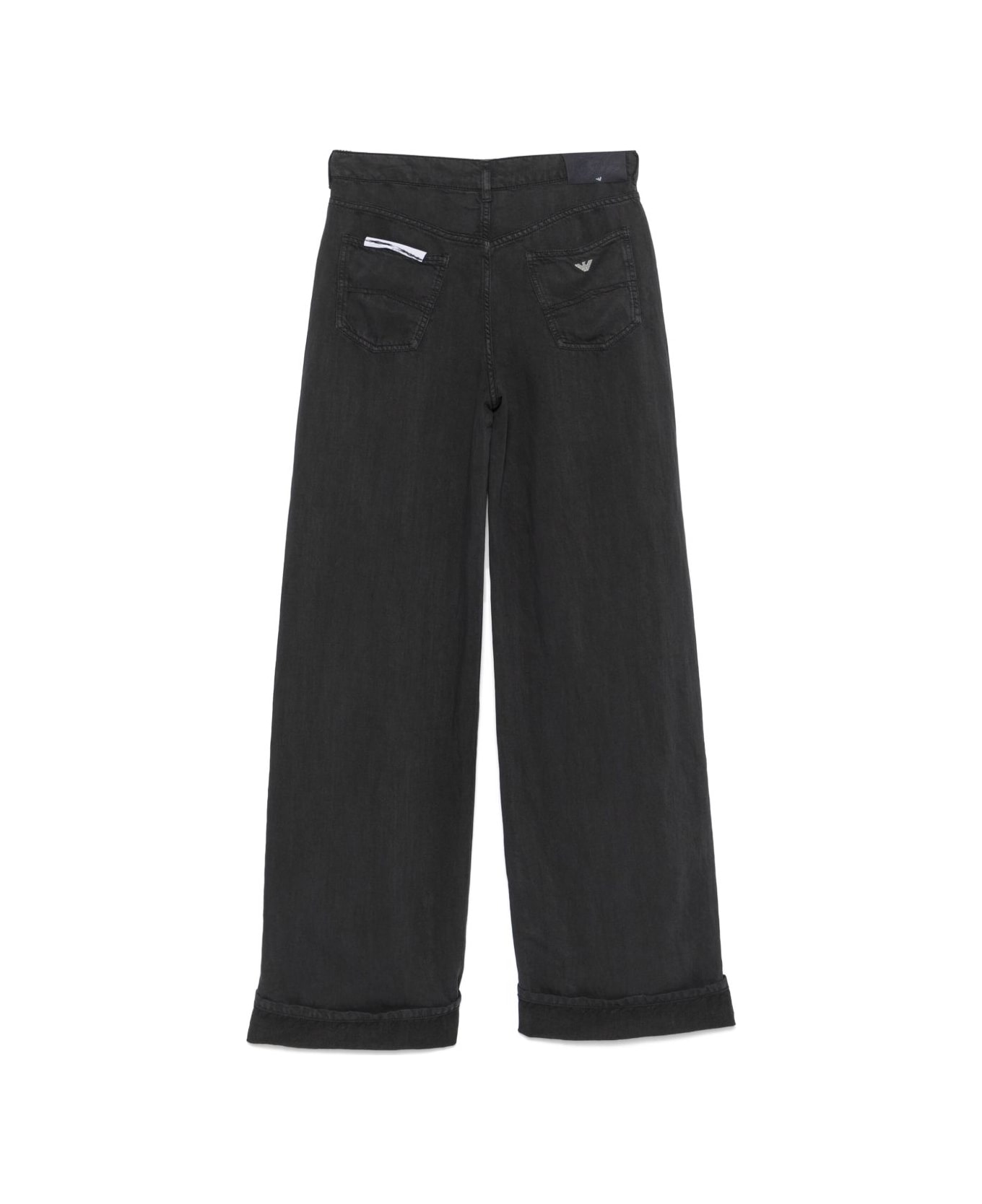 Emporio Armani Linen Blend Wide-leg Jeans - Blue