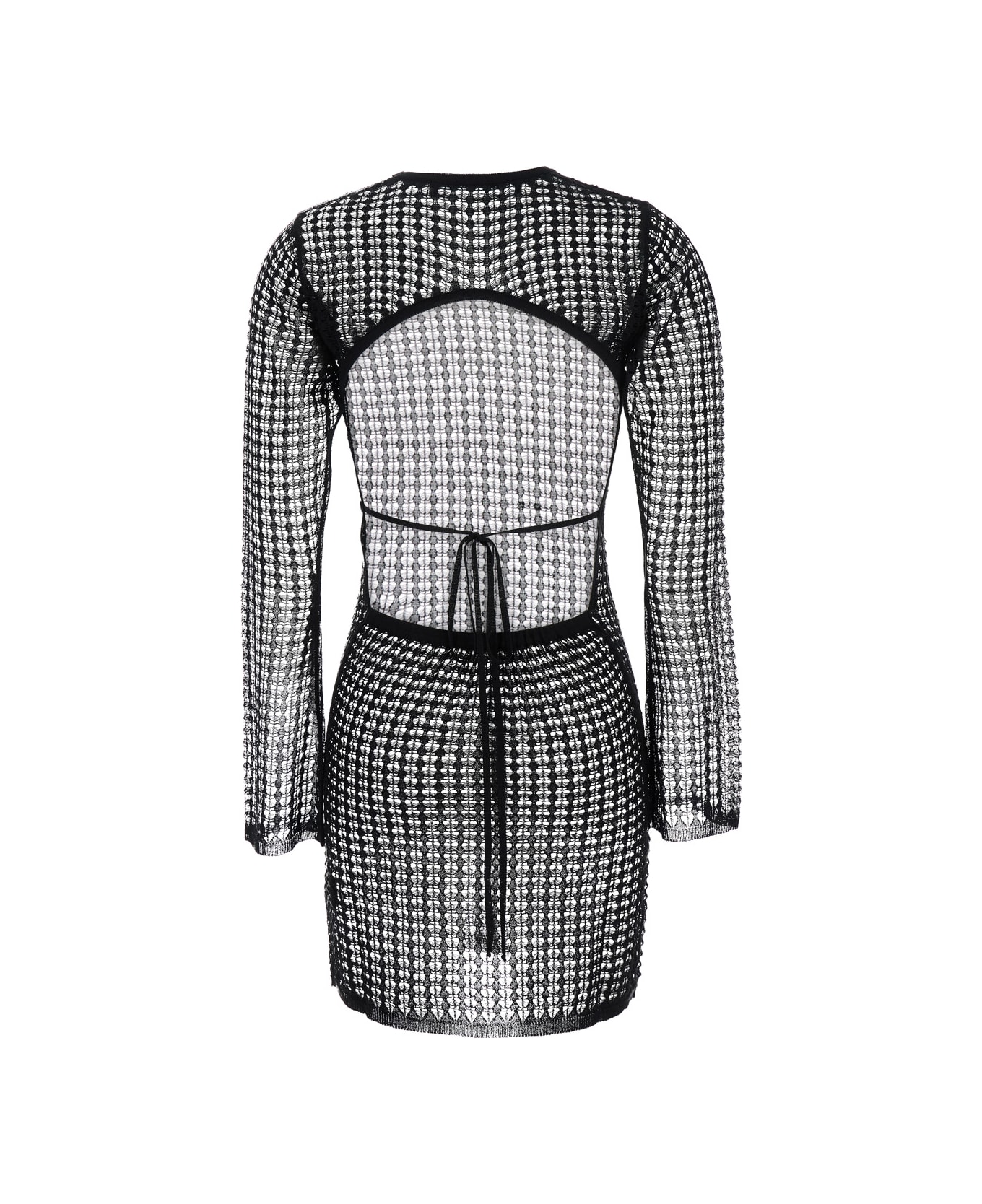 Federica Tosi 
flexage
 Black Crewneck Dress With Check Motiv All-over And Open Rear In Fabric Woman - Black