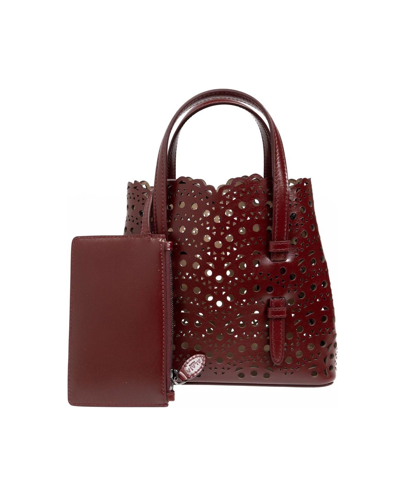 Alaia Mina 20 Small Tote Bag - Rouge Grenat