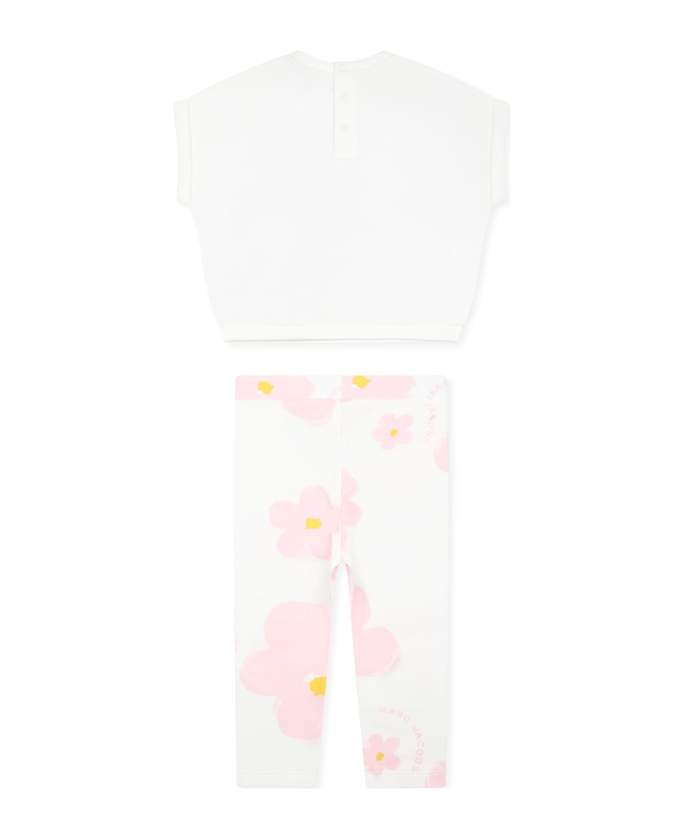 Little Marc Jacobs White Suit For Baby Girl With Flowers - White