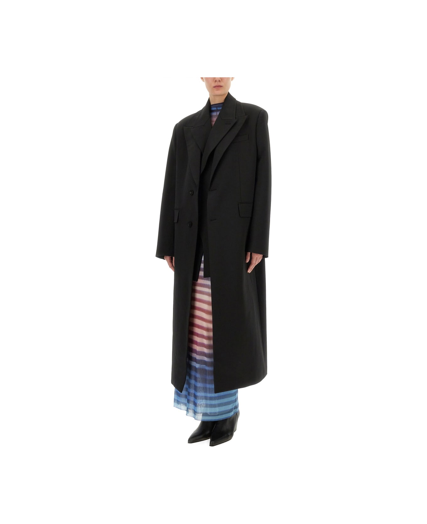 Jean Paul Gaultier Double Layer Coat - BLACK