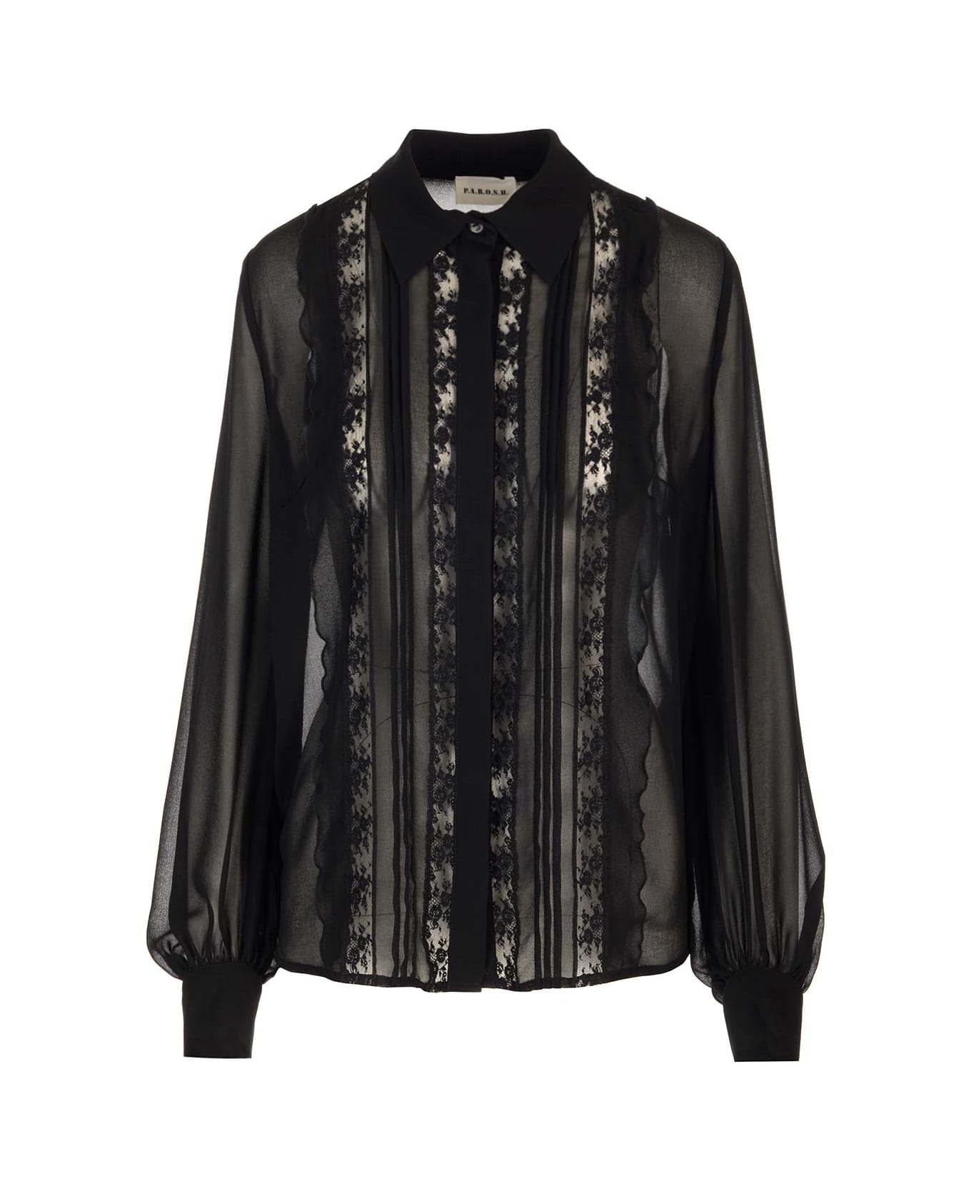 Parosh Black Shirt With Lace Details - Nero