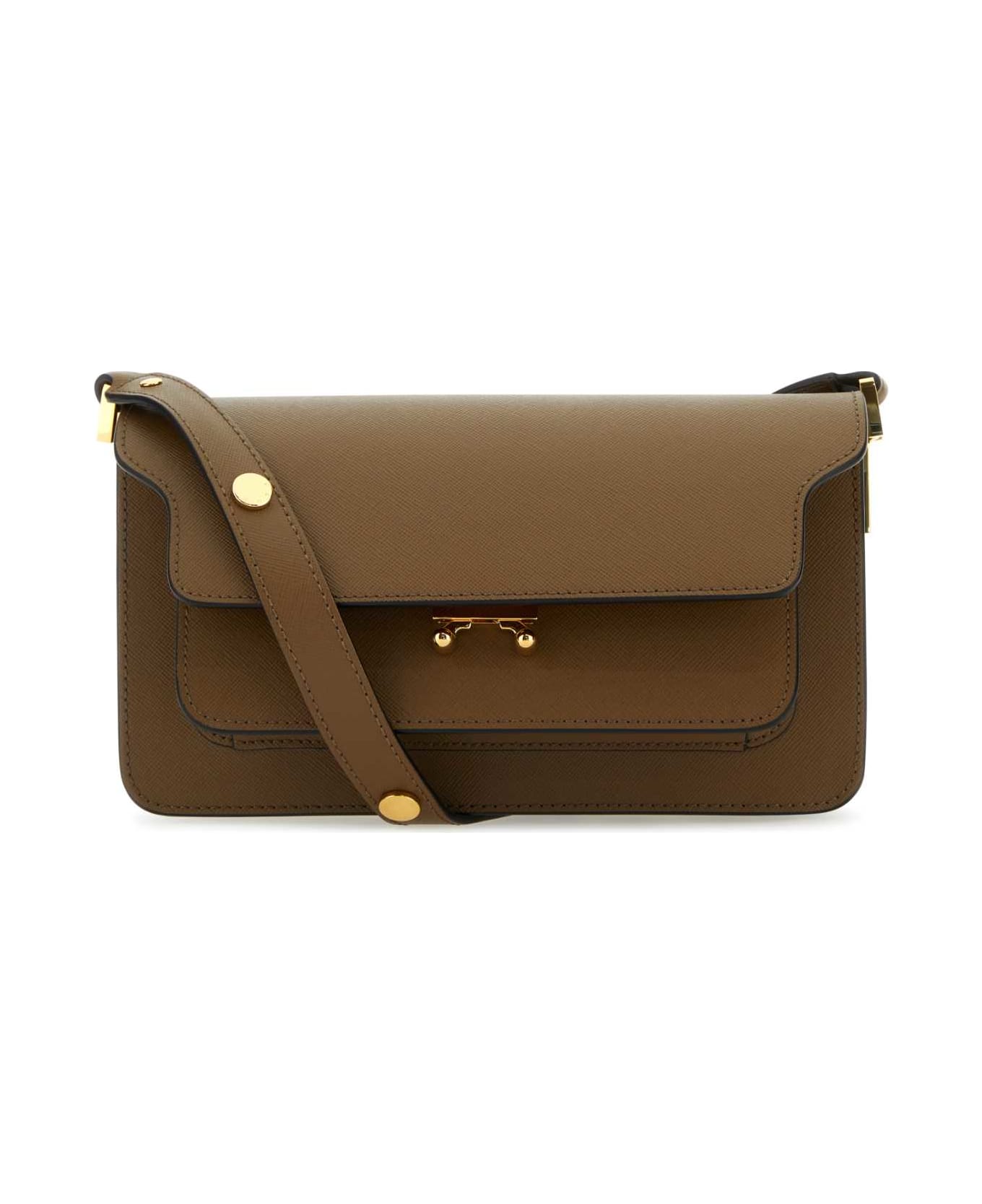 Marni Brown Leather Trunk E/w Shoulder Bag - CIGAR