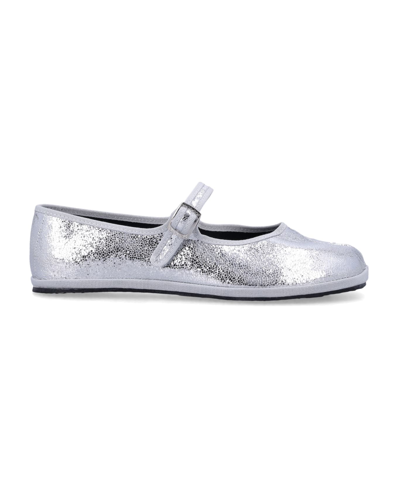 Drogheria Crivellini Fu-tabi Laminated Leather Flat Shoes - SILVER