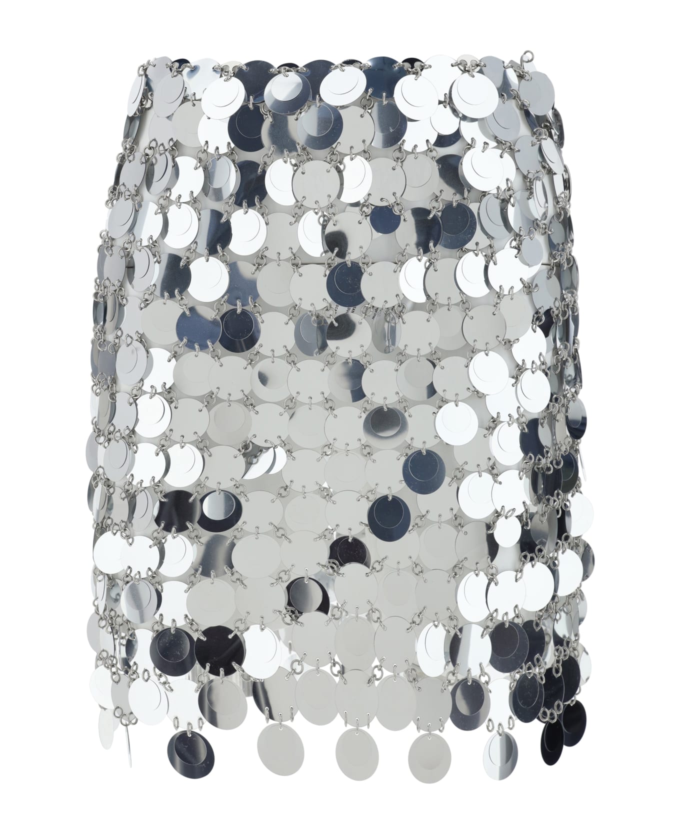 Paco Rabanne Mini Skirt With Circular Mirror Effect Discs - Silver スカート