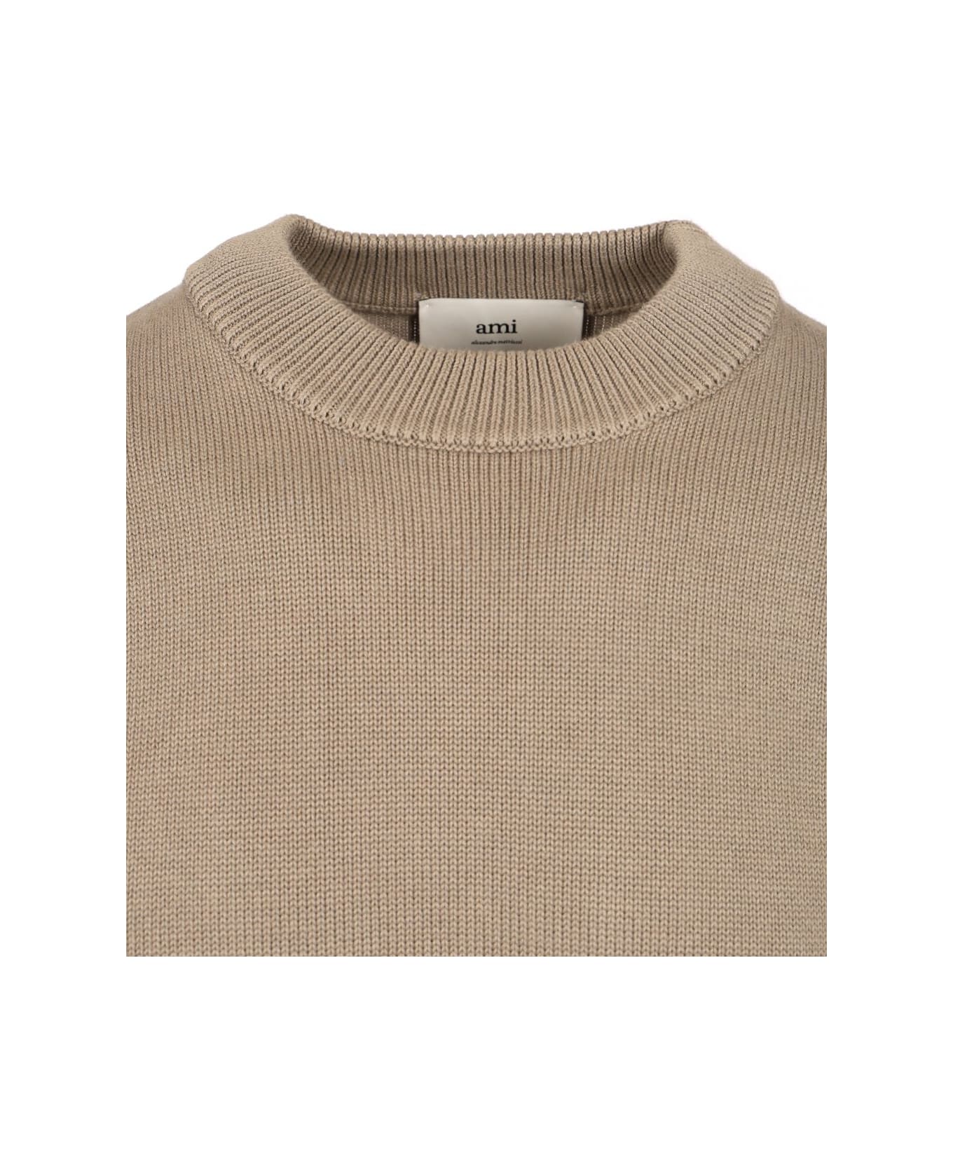 Ami Alexandre Mattiussi Sweater With Embroidered Logo - Grigio