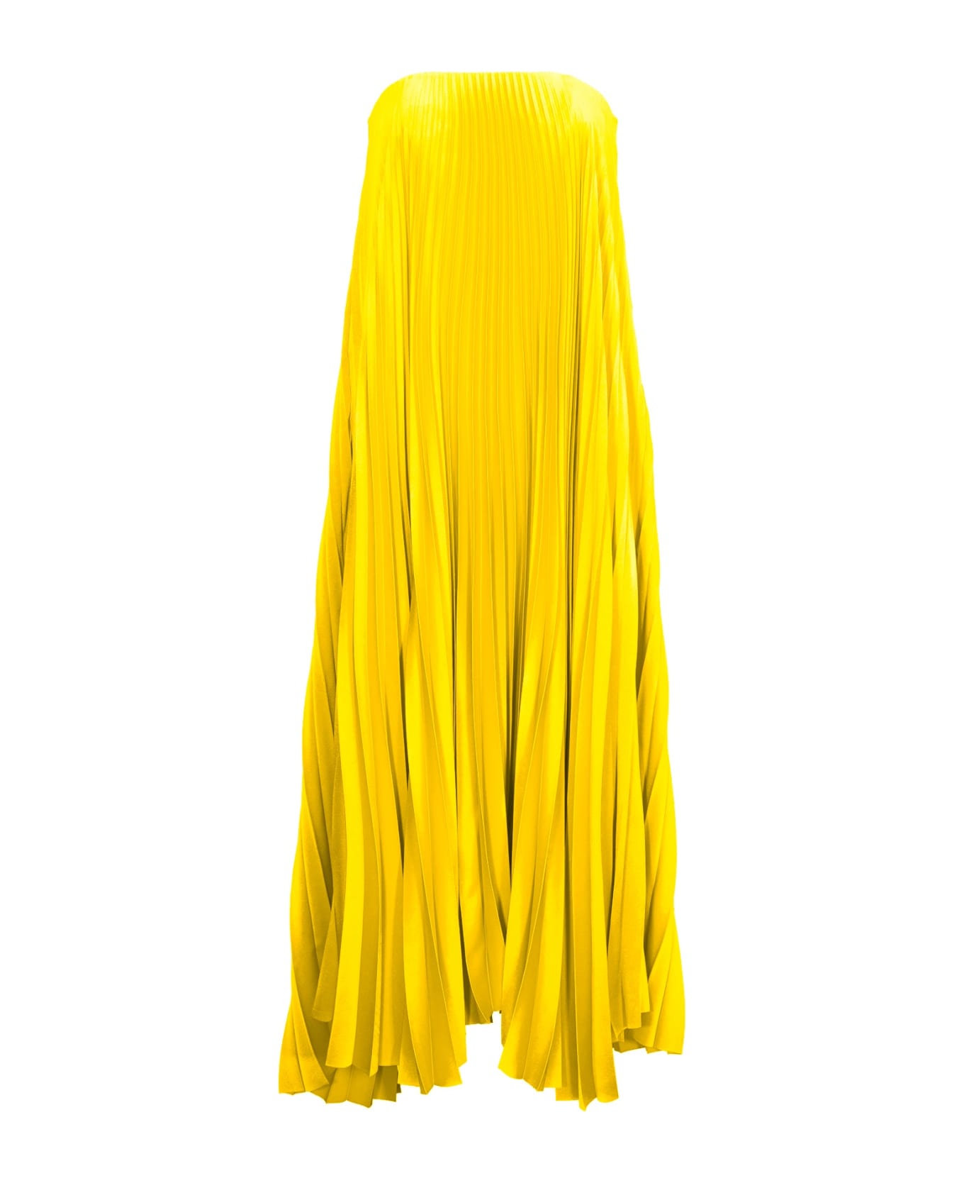 Sara Battaglia Plissé Dress - Yellow