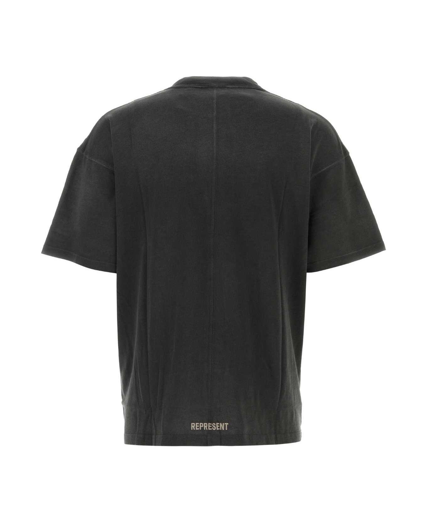 REPRESENT Graphite Cotton T-shirt - AGEDBLACK