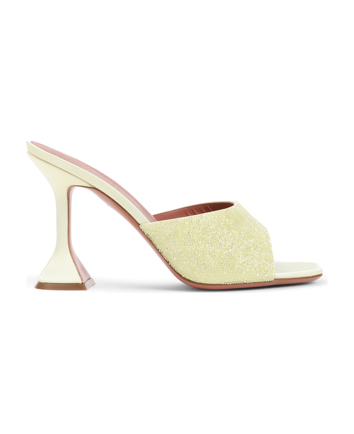 Amina Muaddi Lupita Crystal Dust 95 Sandals - Pastel Yellow