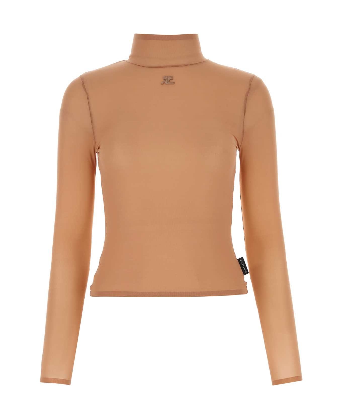 Courrèges Skin Pink Stretch Polyester T-shirt - SAND