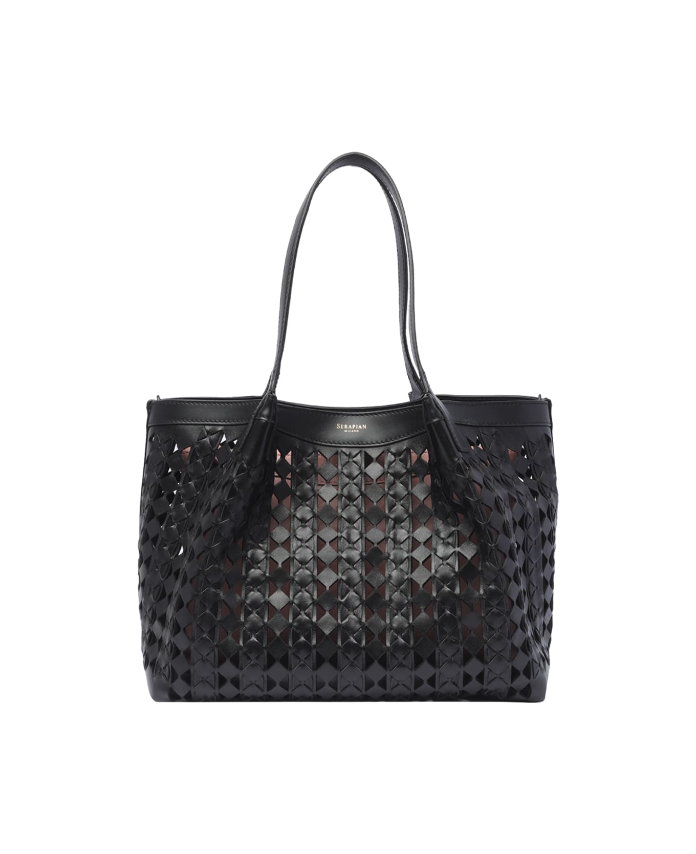 Serapian Small Secret Mosaico Shoulder Bag - Black