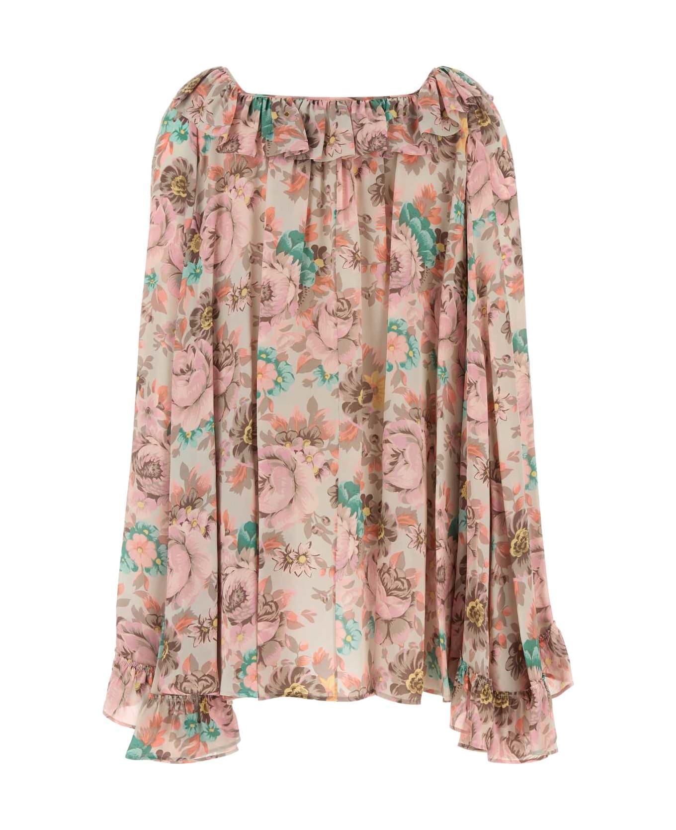 Chloé Printed Crepe Mini Dress - MUDDYGREY