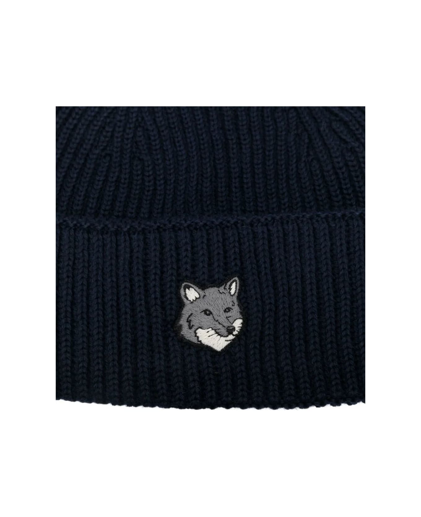 Maison Kitsuné Fox Head Large Beanie - Classic Navy