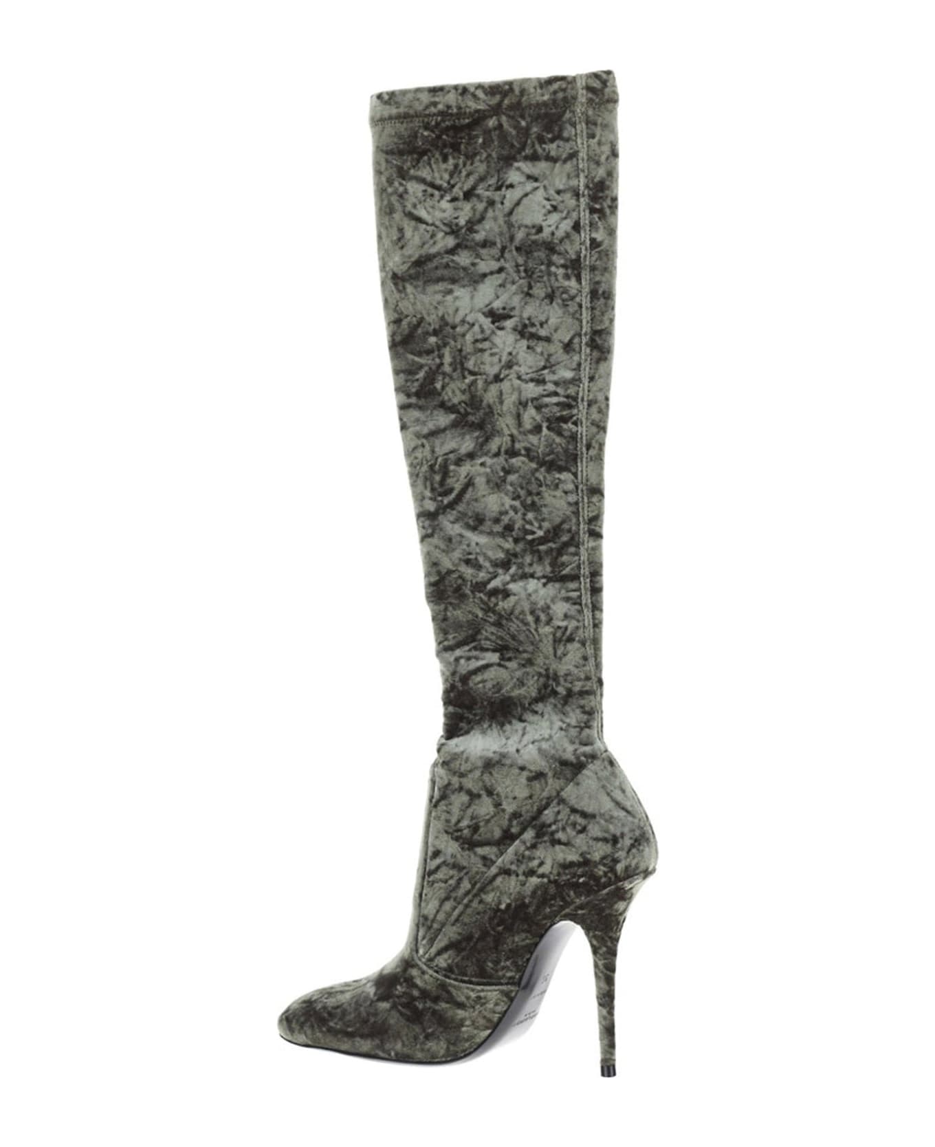 Saint Laurent Bonnie Velvet Boots - Green