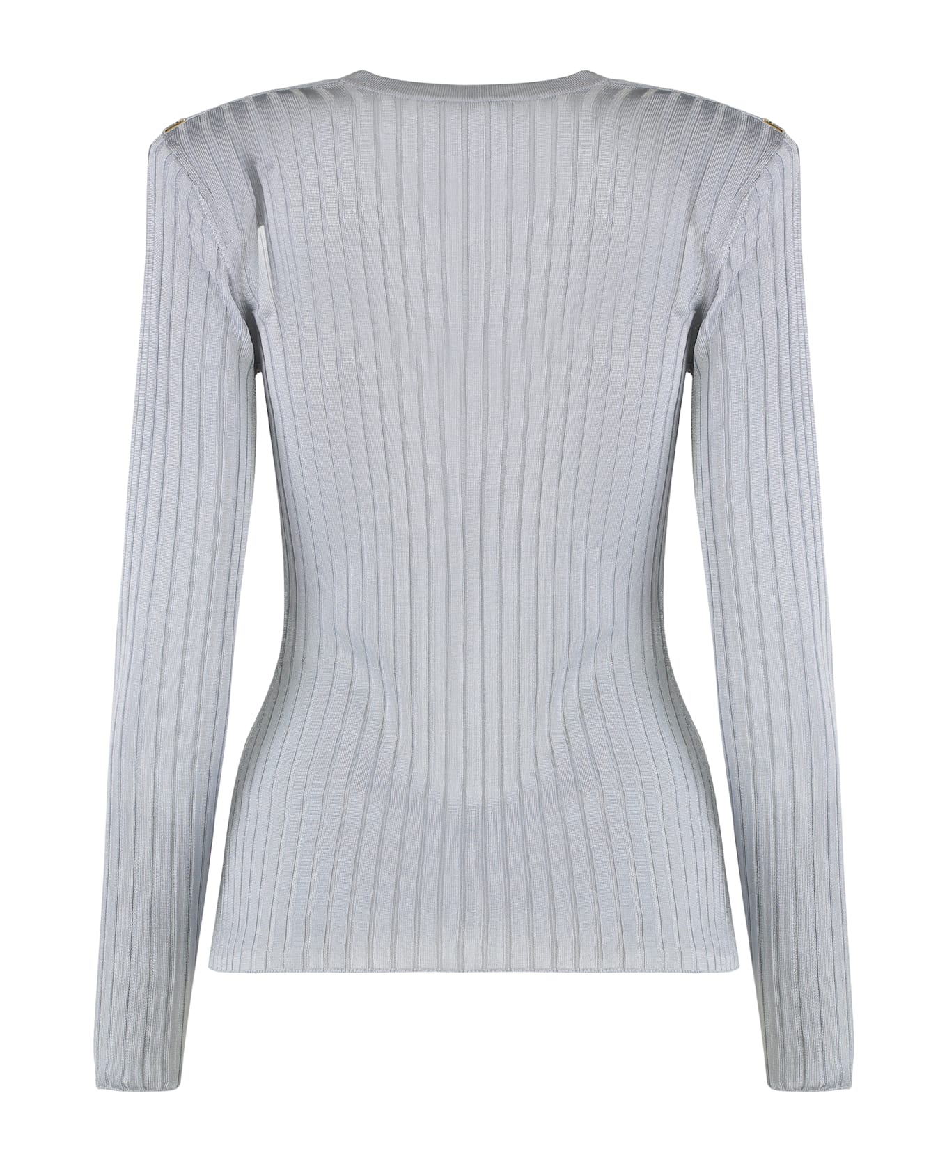 Elisabetta Franchi Long Sleeve Top In Viscose - Light Blue