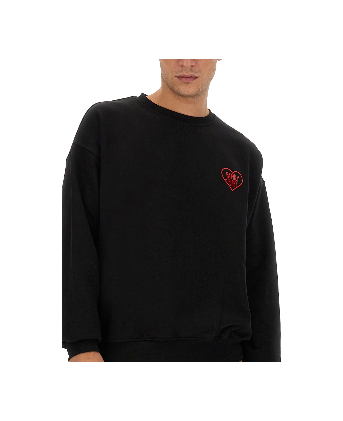 Family First Milano Sweatshirt With Logo - BLACK