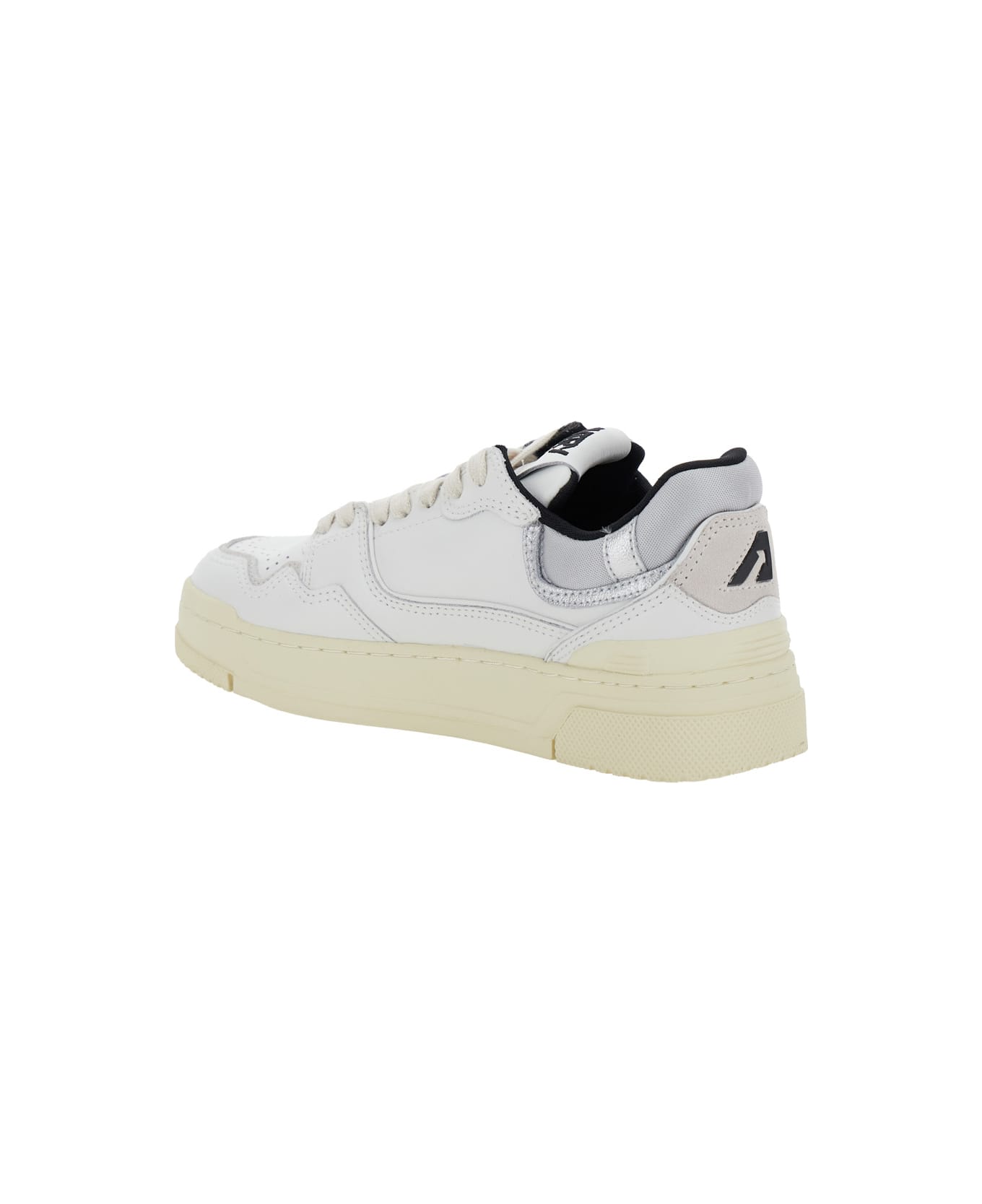 Autry 'clc' White Low Top Sneakers With Logo Patch In Leather Woman - White