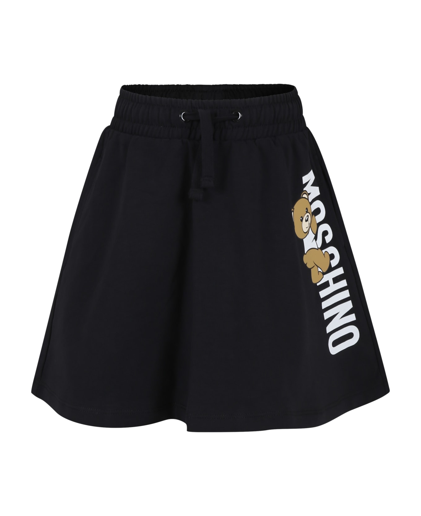 Moschino Black Skirt For Girl With Teddy Bear And Logo - Black