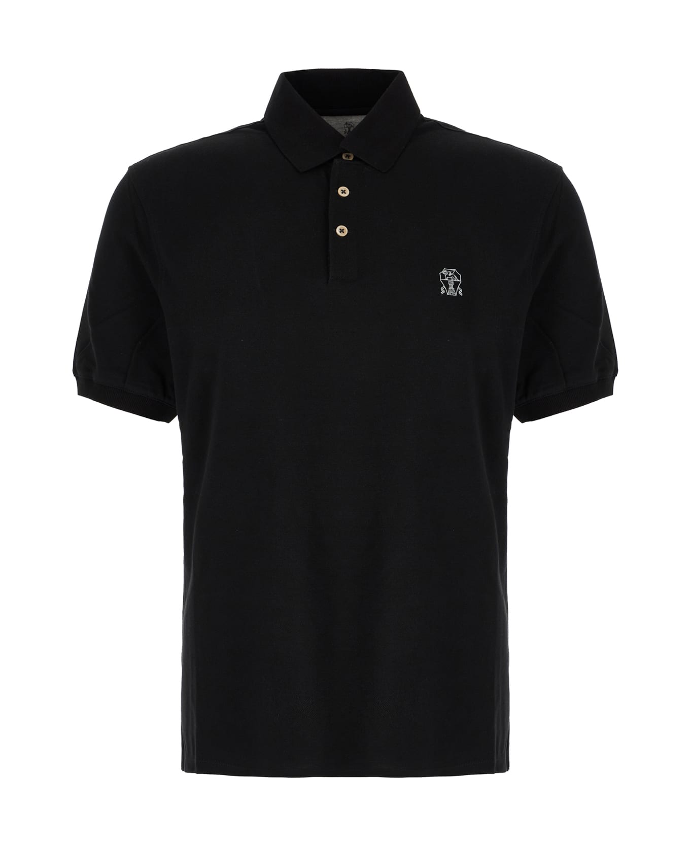 Brunello Cucinelli Black Piquet Polo Shirt