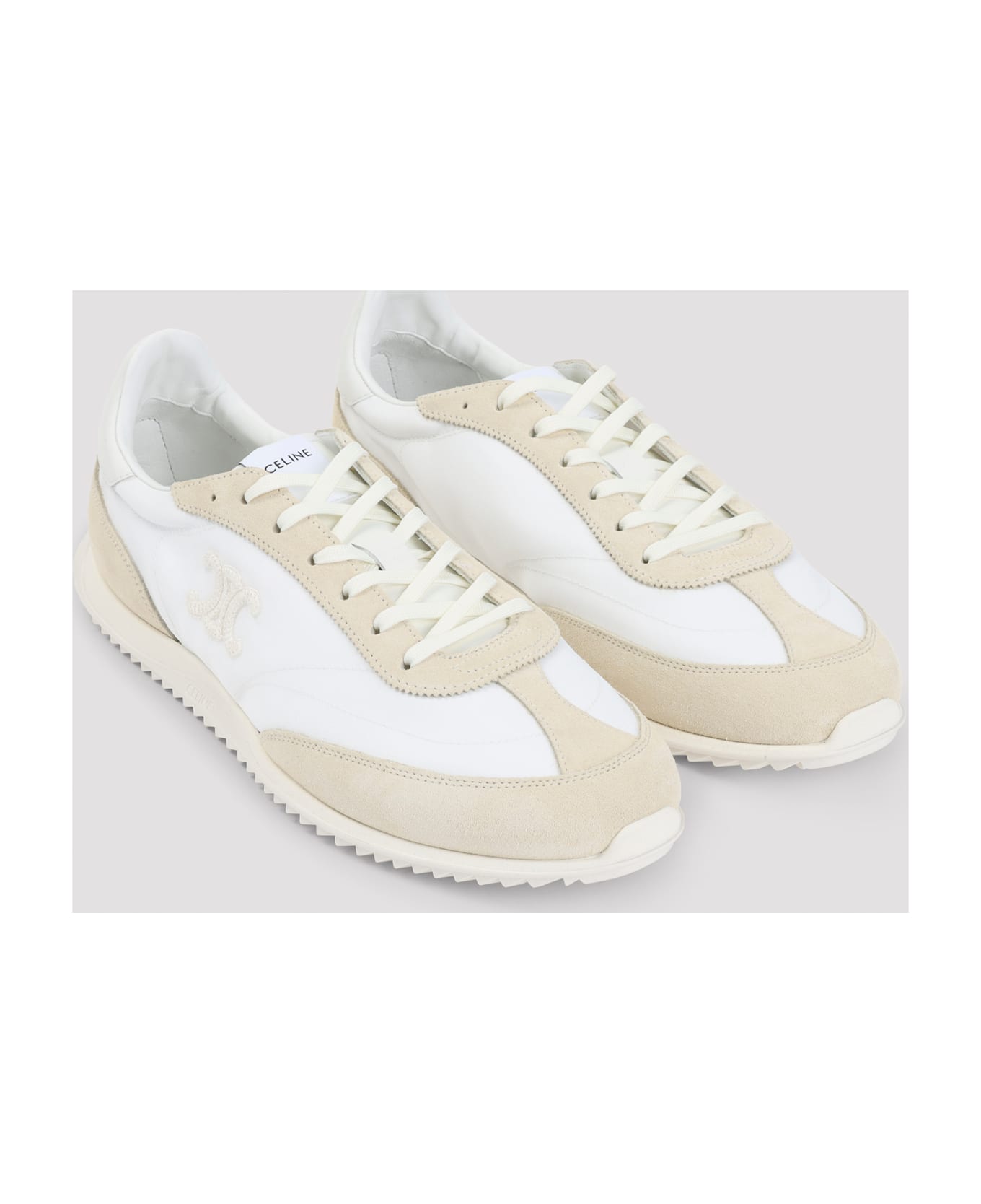 Celine Low Lace-up Sneakers With Triomphe - Fw Off White