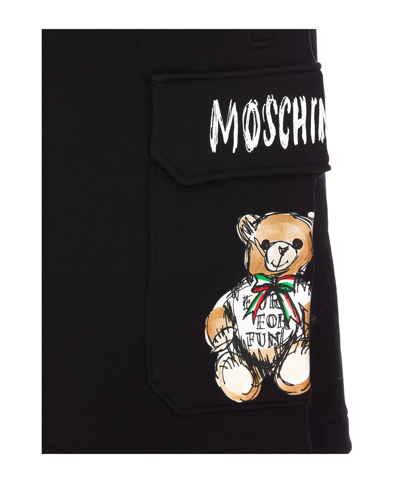 Moschino Drawn Teddy Bear Sweatshorts - Black