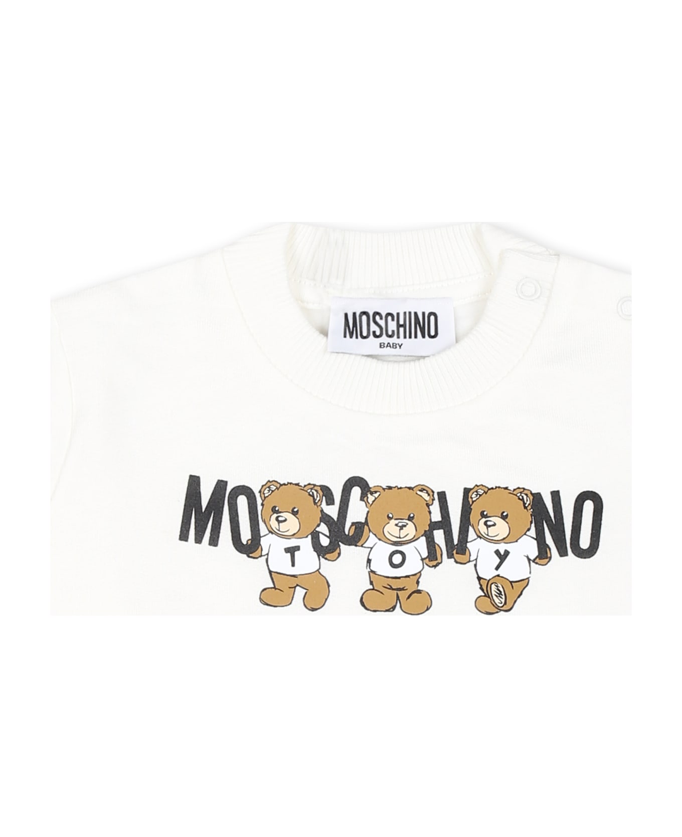 Moschino Ivory Sweatshirt For Babykids With Three Teddy Bears - Ivory