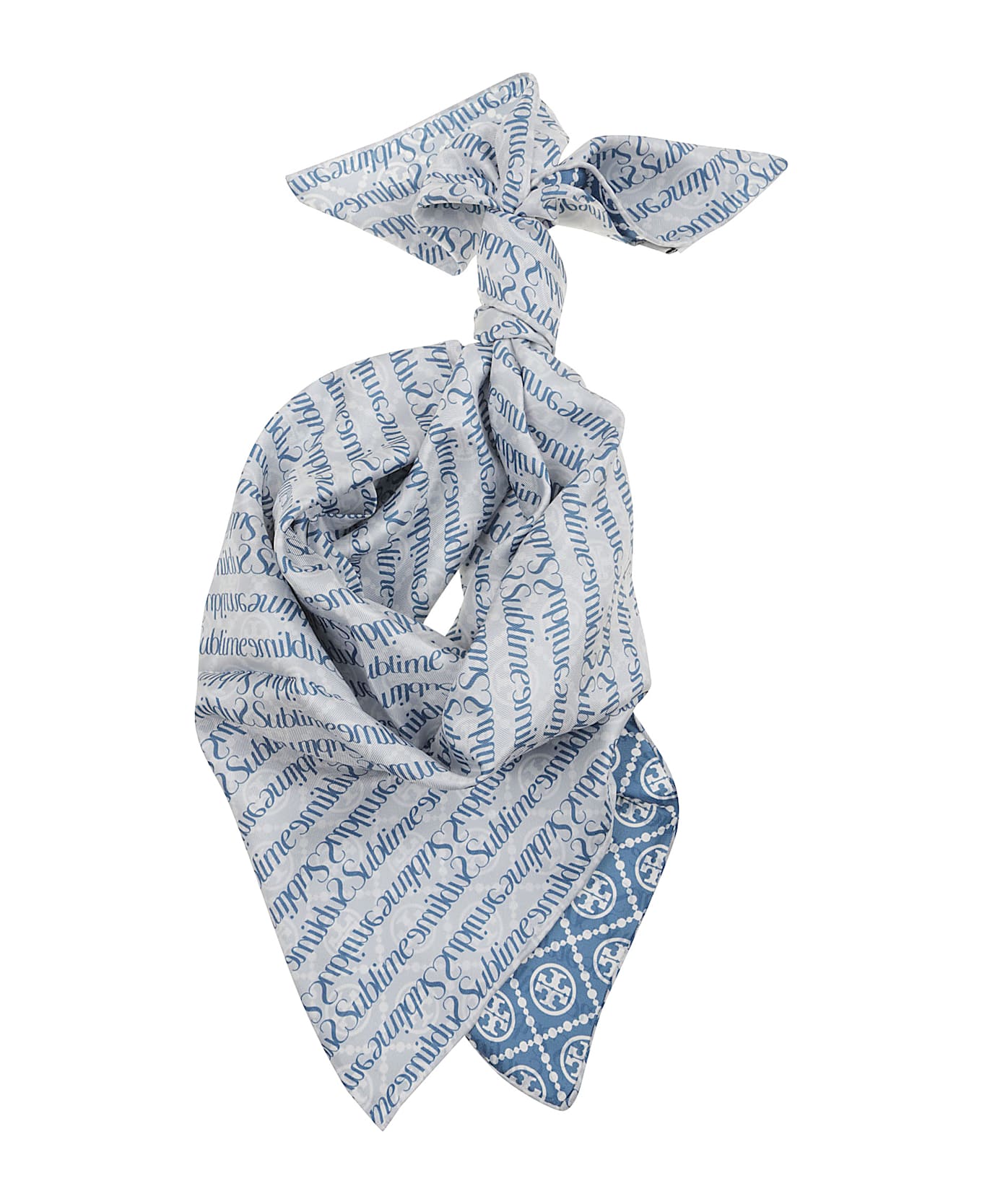 Tory Burch T Monogram Sublime Silk Scarf - Blue