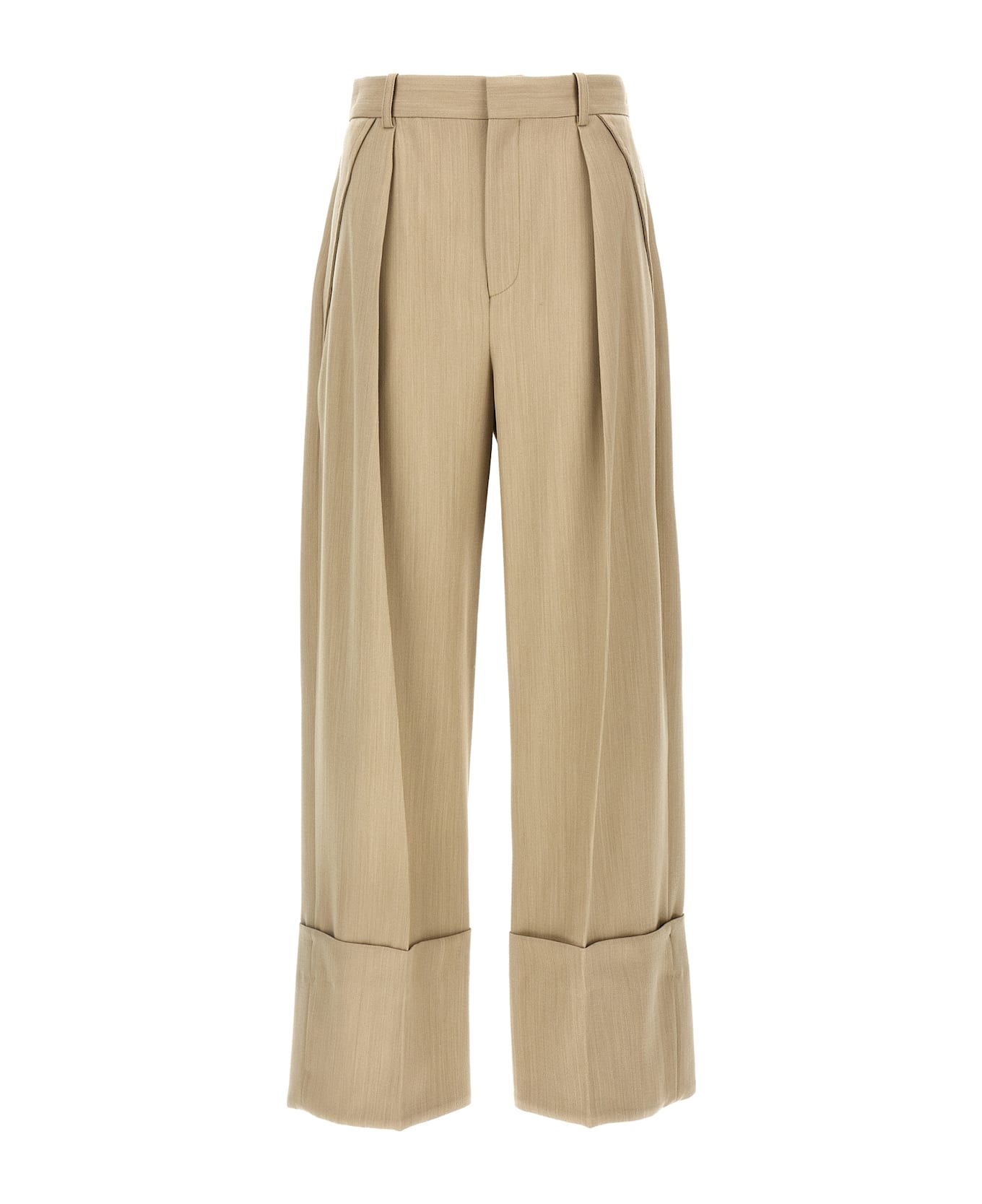 Victoria Beckham Maxi Turn-up Pants - Beige