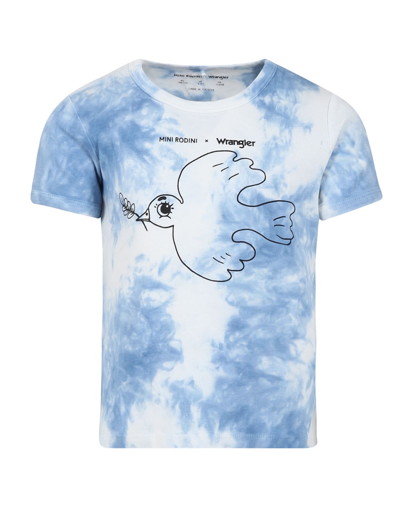 Mini Rodini Light Blue T-shirt For Kids With Dove - Light Blue