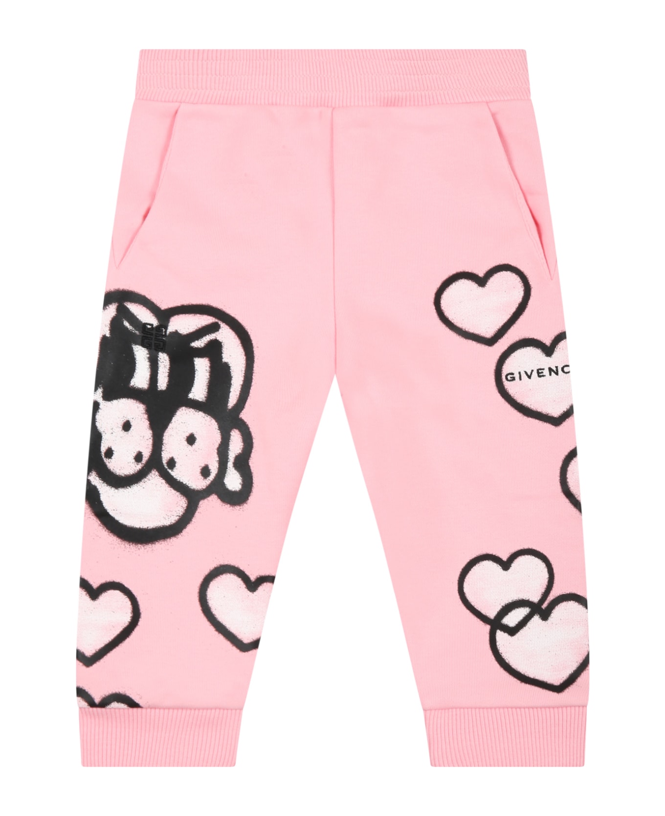 Givenchy havana Pink Sweatpnat For Baby Girl With Hearts - Pink