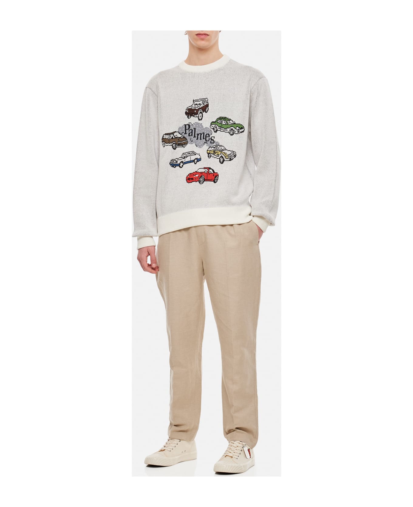 Palmes Cars Knitted Sweater - White