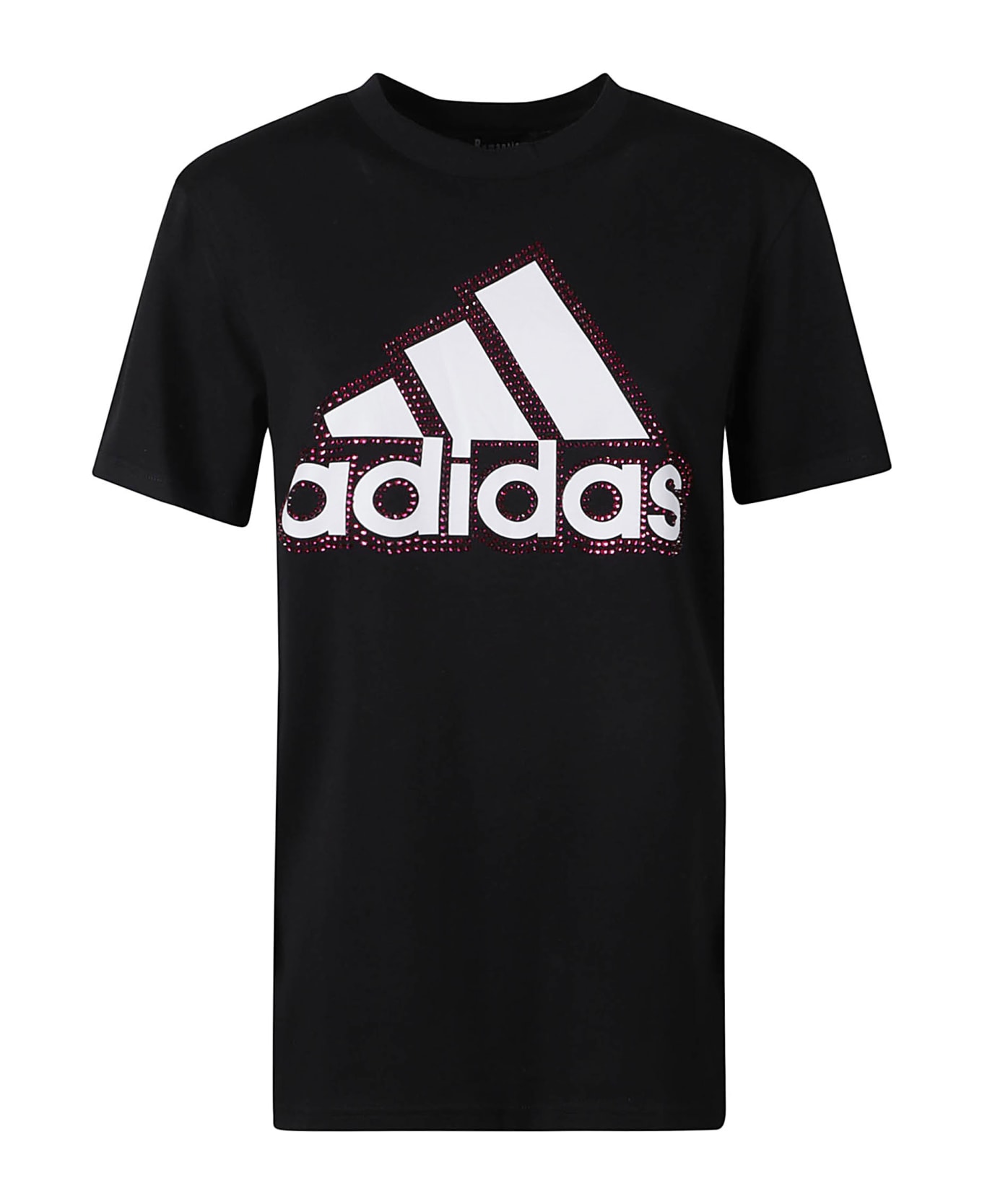 Adidas Logo Embellished T-shirt - Black/Pink